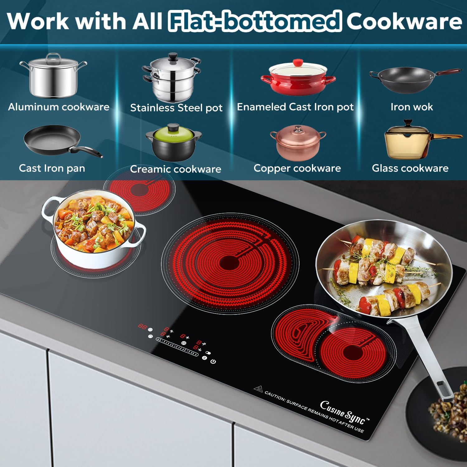 5-Burner Electric Cooktop with Touch Control
