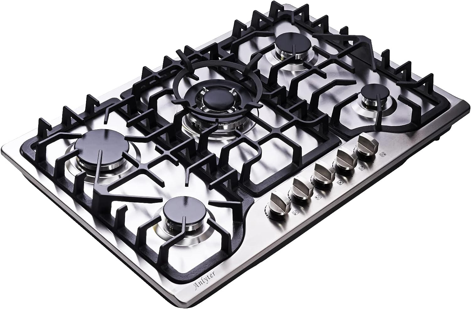 30-Inch Stainless Steel Dual-Fuel Gas Cooktop With Wok Stand
