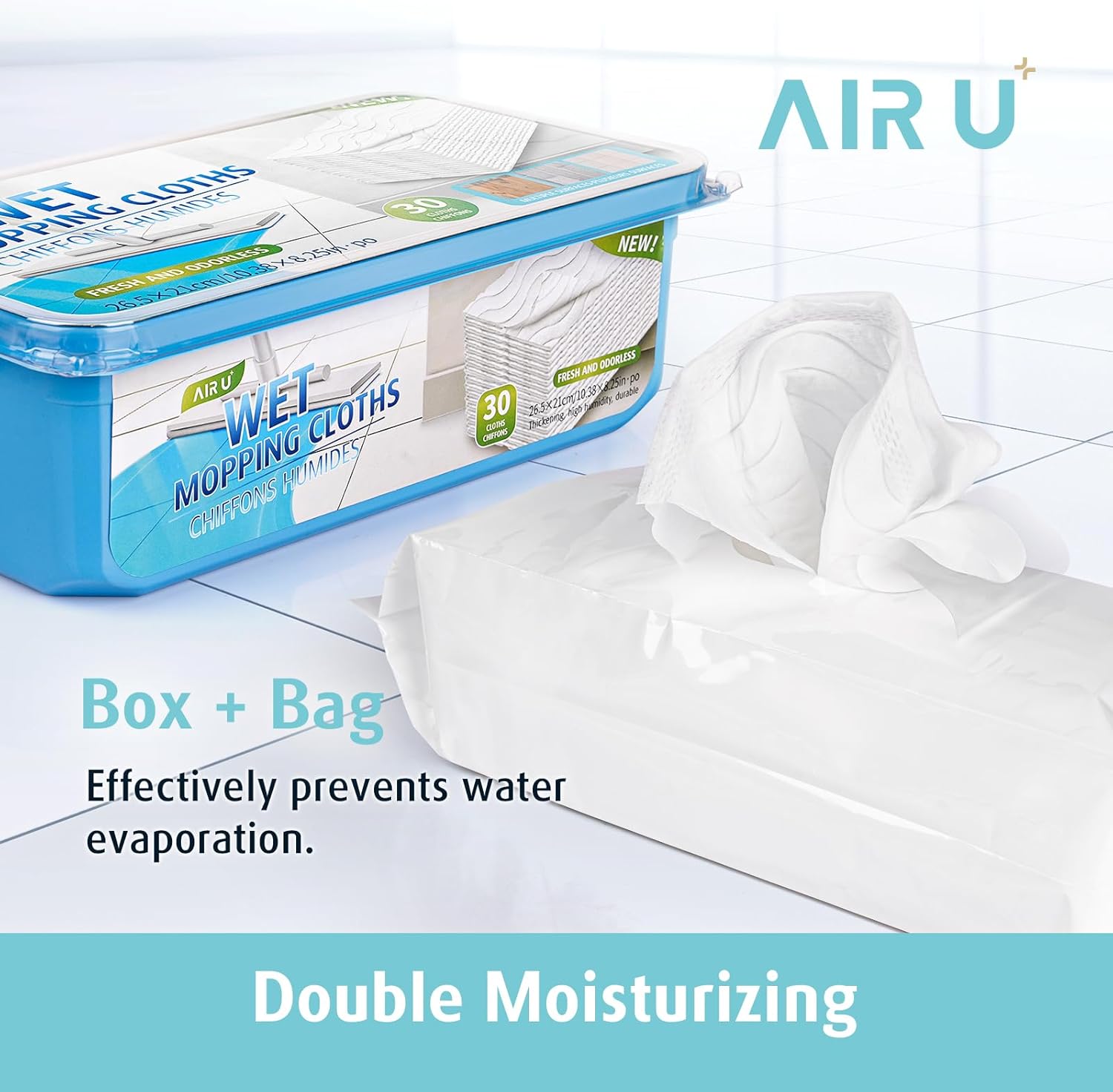 AIR U Wet Mopping Wipes 30 Count
