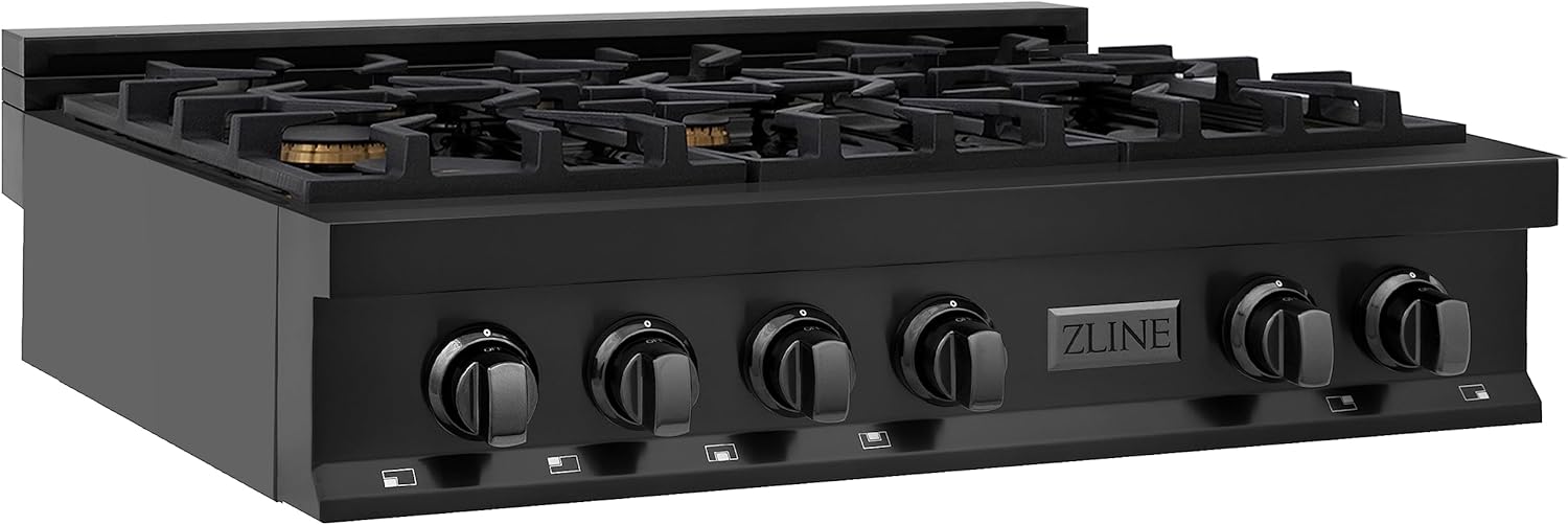 ZLINE Legacy 36-in Gas Range Italian Brass 6 Burners Black Stainless Steel