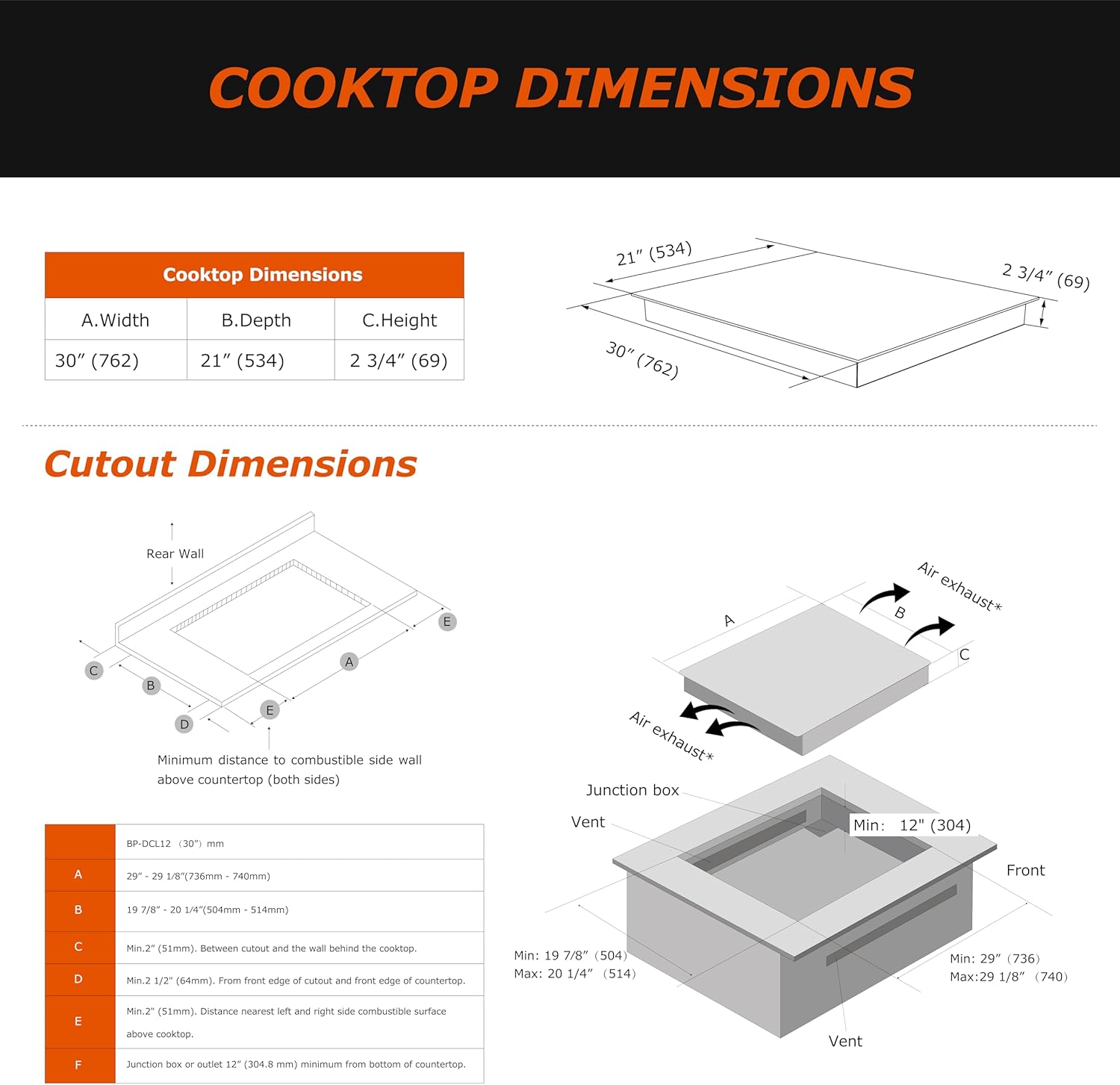 Bigoods 30 Series 4-Burner Induction Cooktop