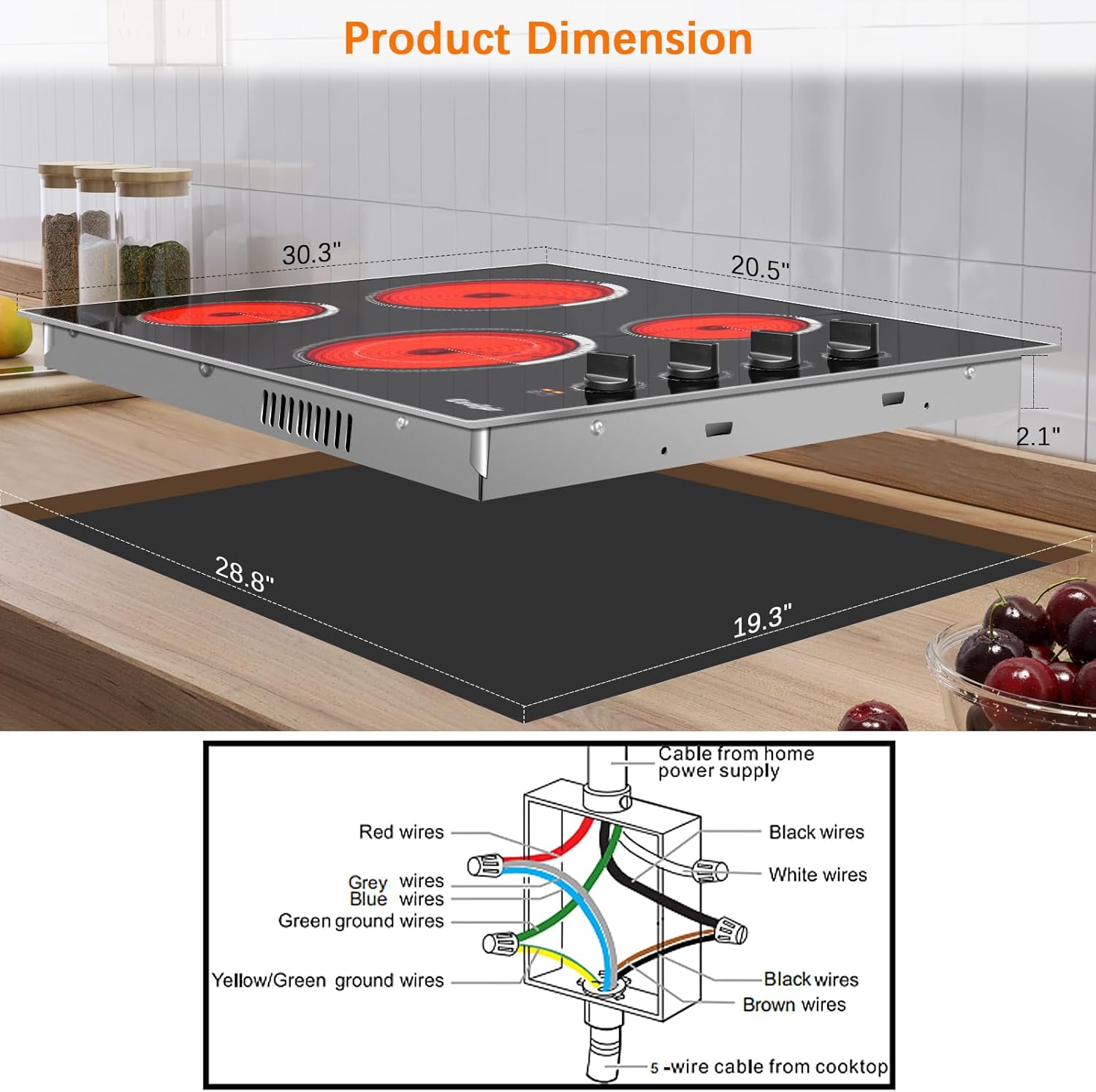 Cooksir Built-in Electric Cooktop 4 Burner 7400W