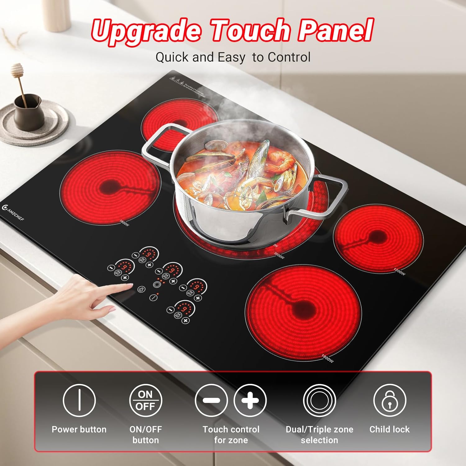 AMZCHEF 30 Inch 5-Burner Touch Cooktop for Sale