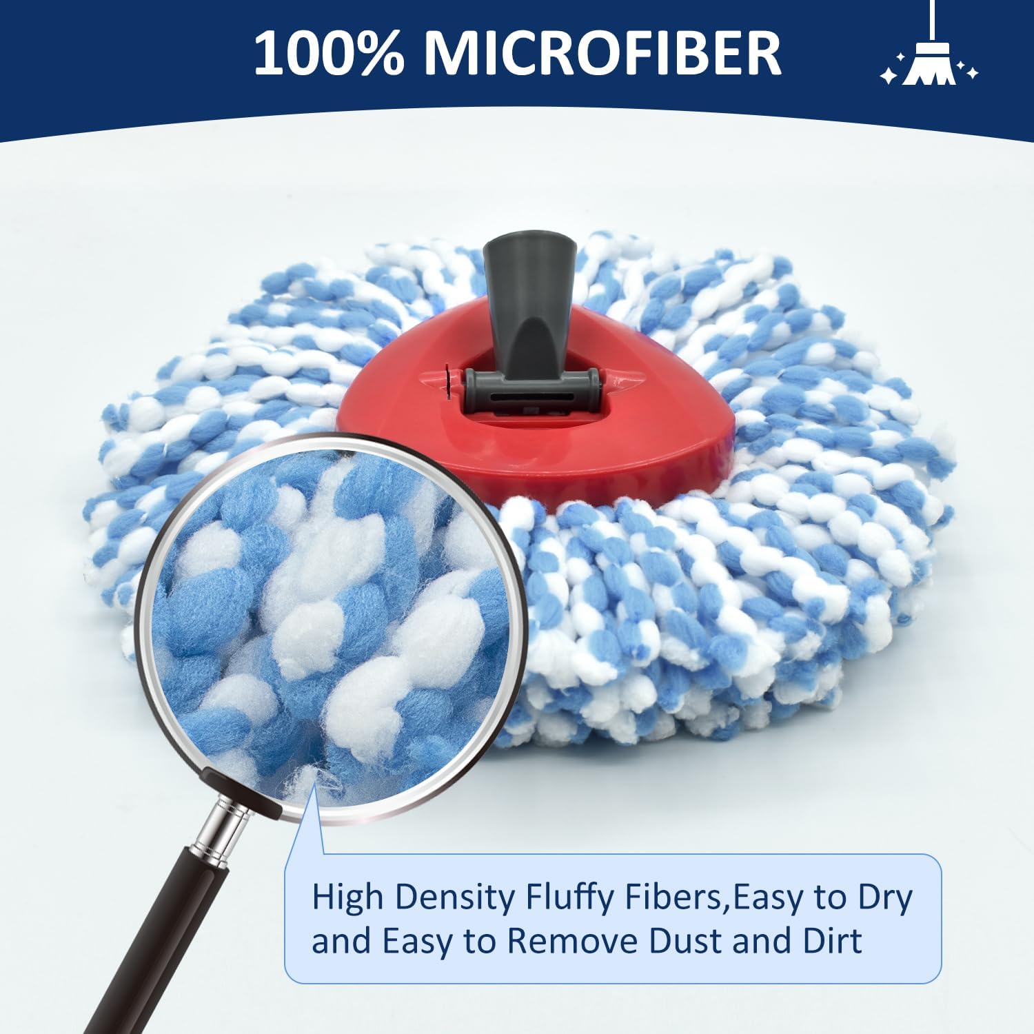 6-Pack Spin Mop Replace Heads for Oceda RinseClean 2-Tank System