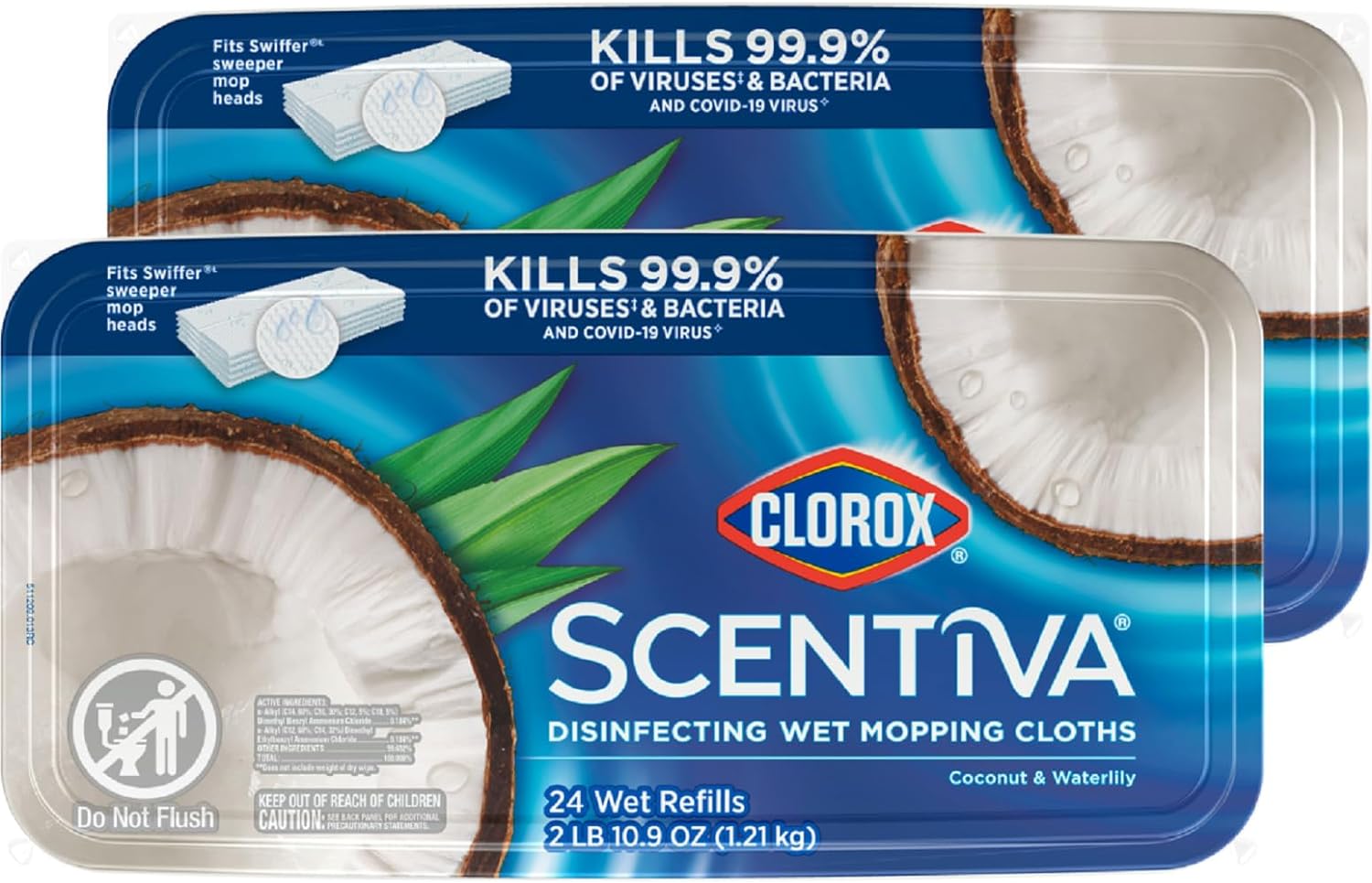 Clorox Scentiva Disinfecting Wet Mop Pad Coconut Waterlily 24 Wet Refills