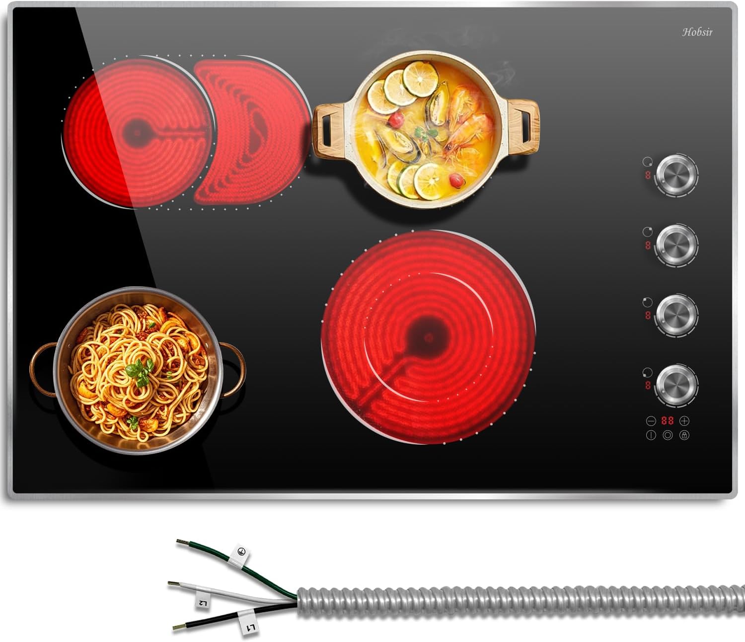 Hobsir 30-Inch Electric Cooktop with Knob Control