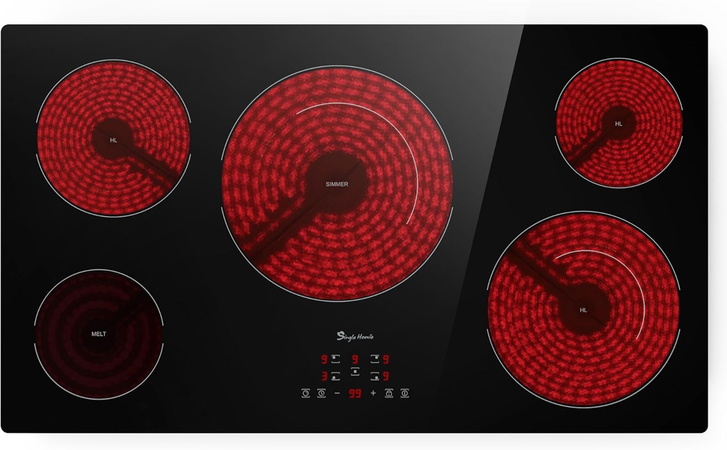 SingleHomie 5-Burner Built-In Electric Cooktop with Sensor Touch Control