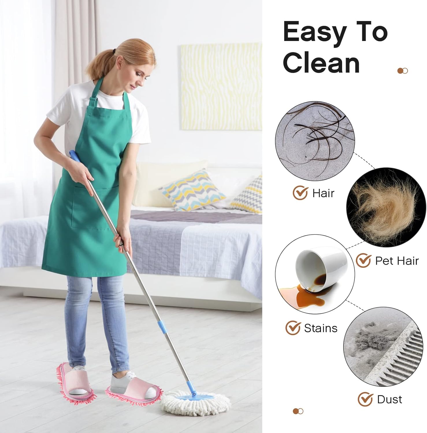 Jecery 4-Pair Washable Mop Slippers