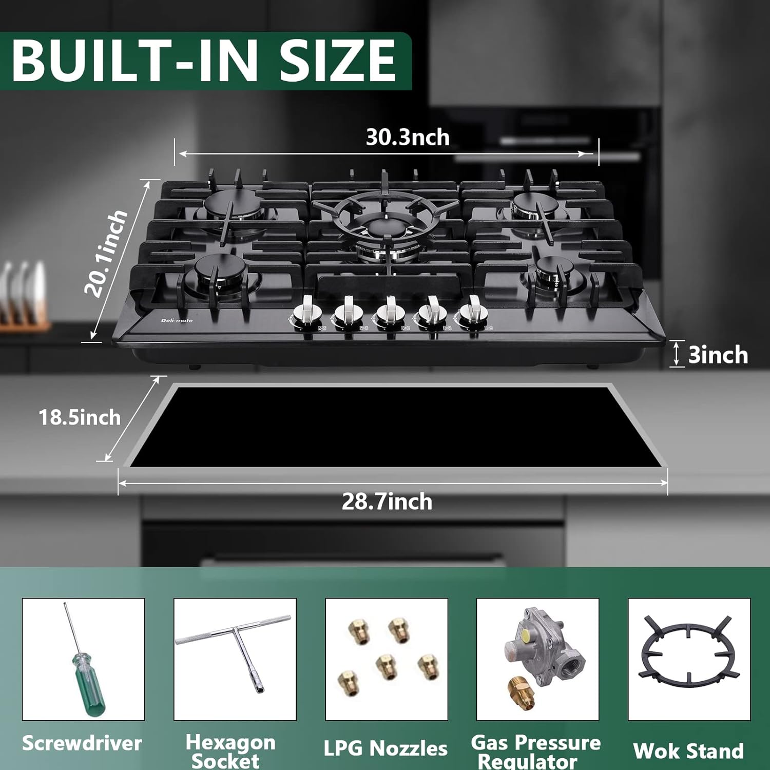 Deli-mate 30-Inch Gas Cooktop