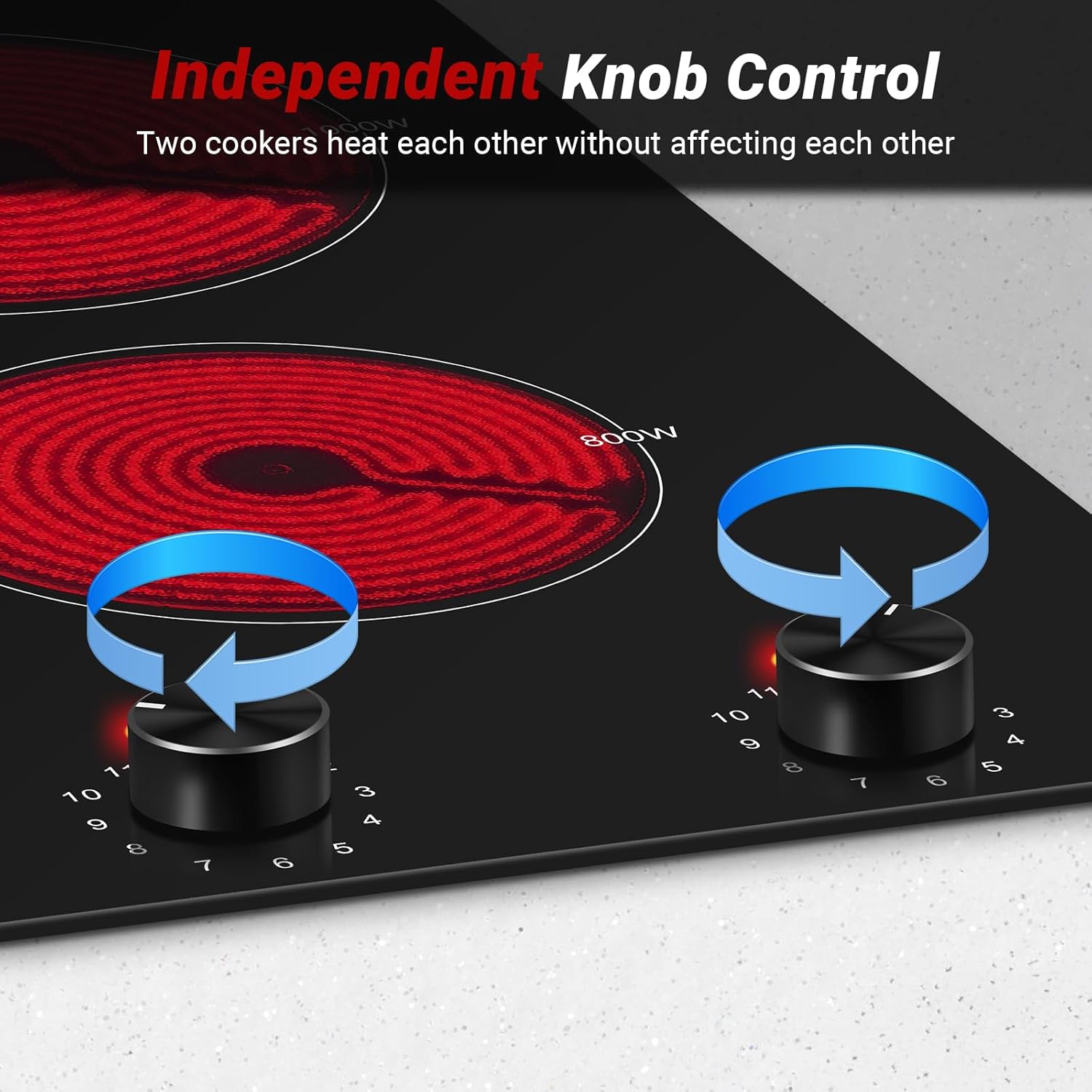 AMZCHEF 12Inch 2 Burner Electric Cooktop