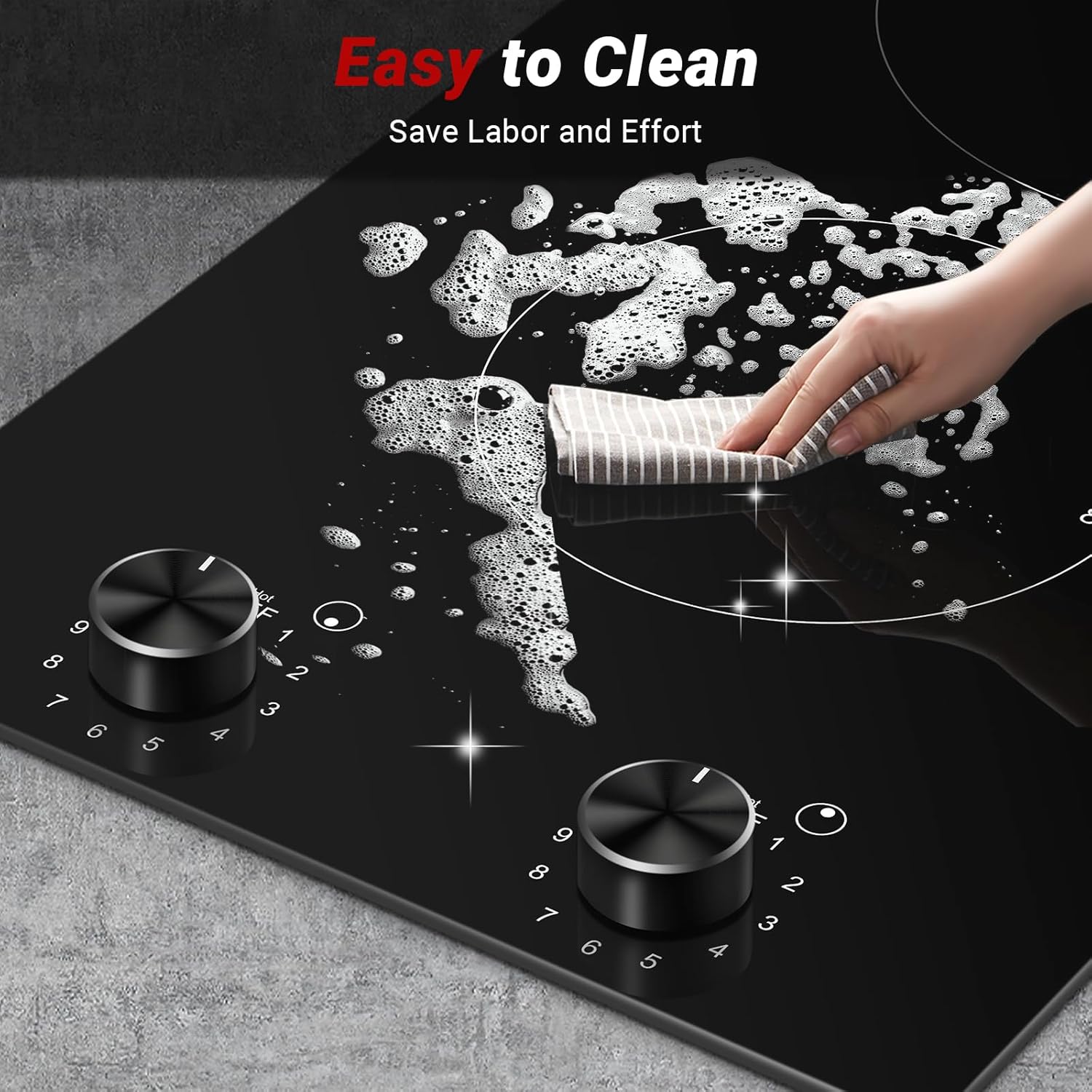 AMZCHEF 12Inch 2 Burner Electric Cooktop