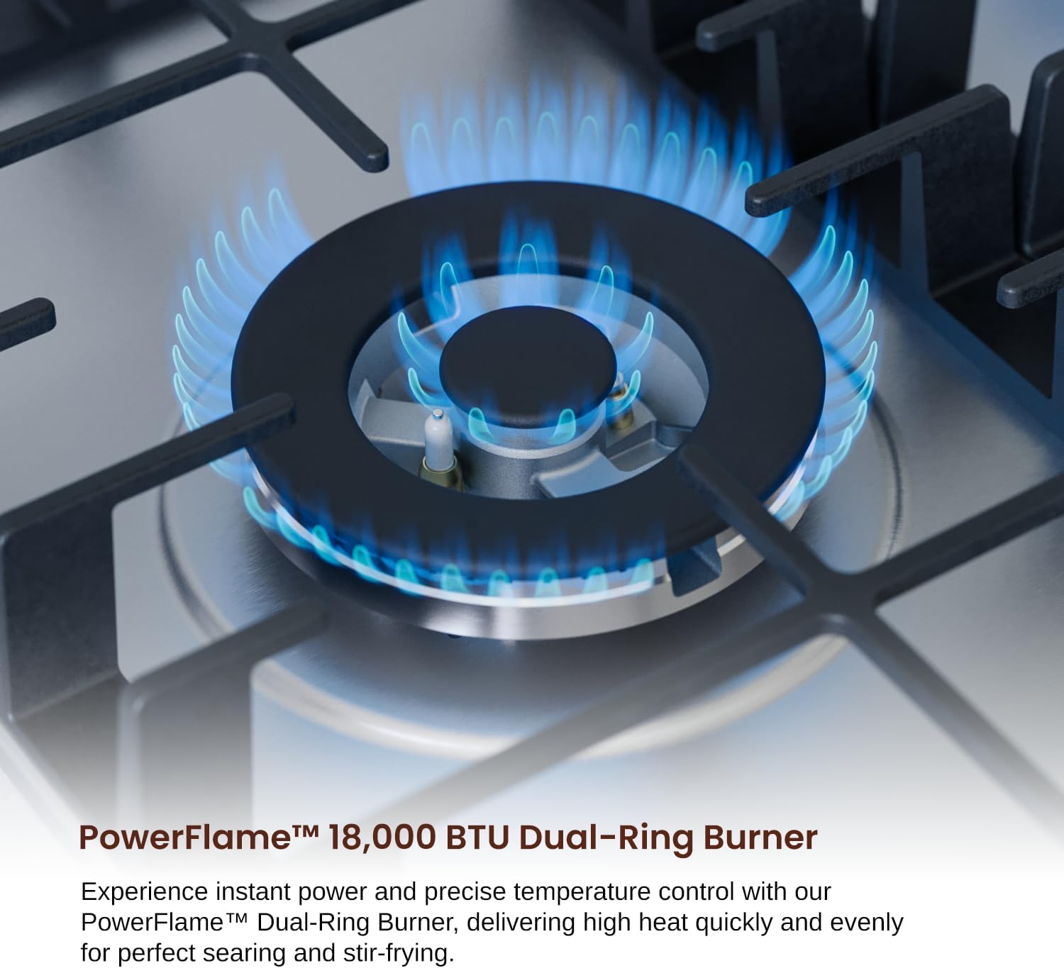 Instant-Powered 4-Burner Dual-Fuel Gas Cooktop Stainless Steel Perfect Cooking
