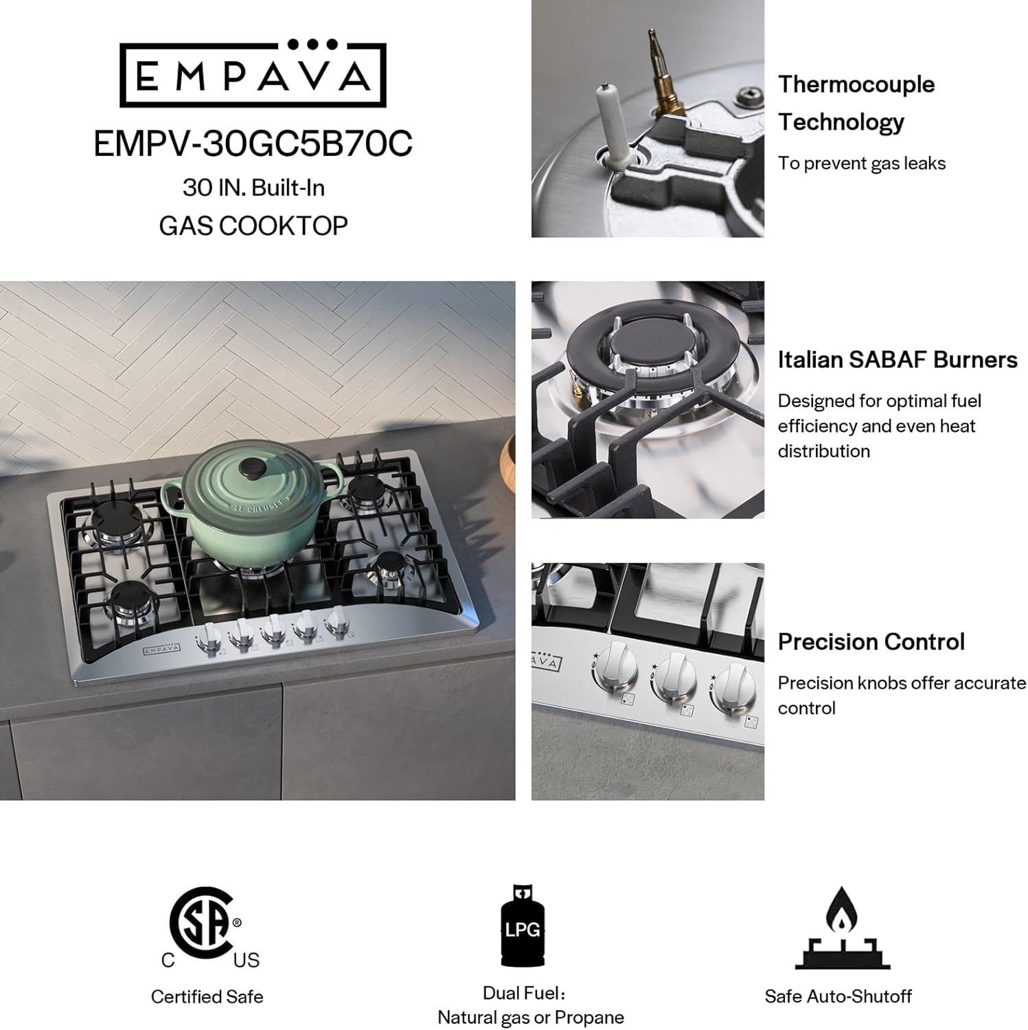 Empava 30-inch Smart Gas Cooktop
