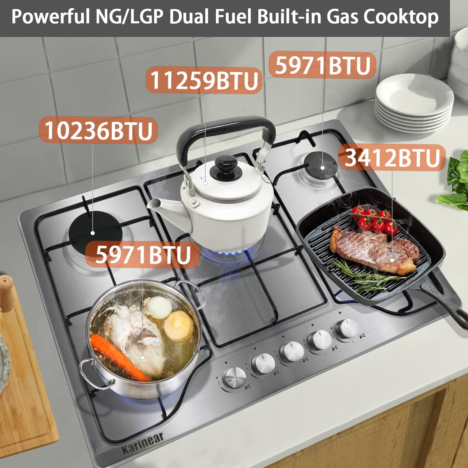 Karinear 30 Gas Stove with 5 Burners