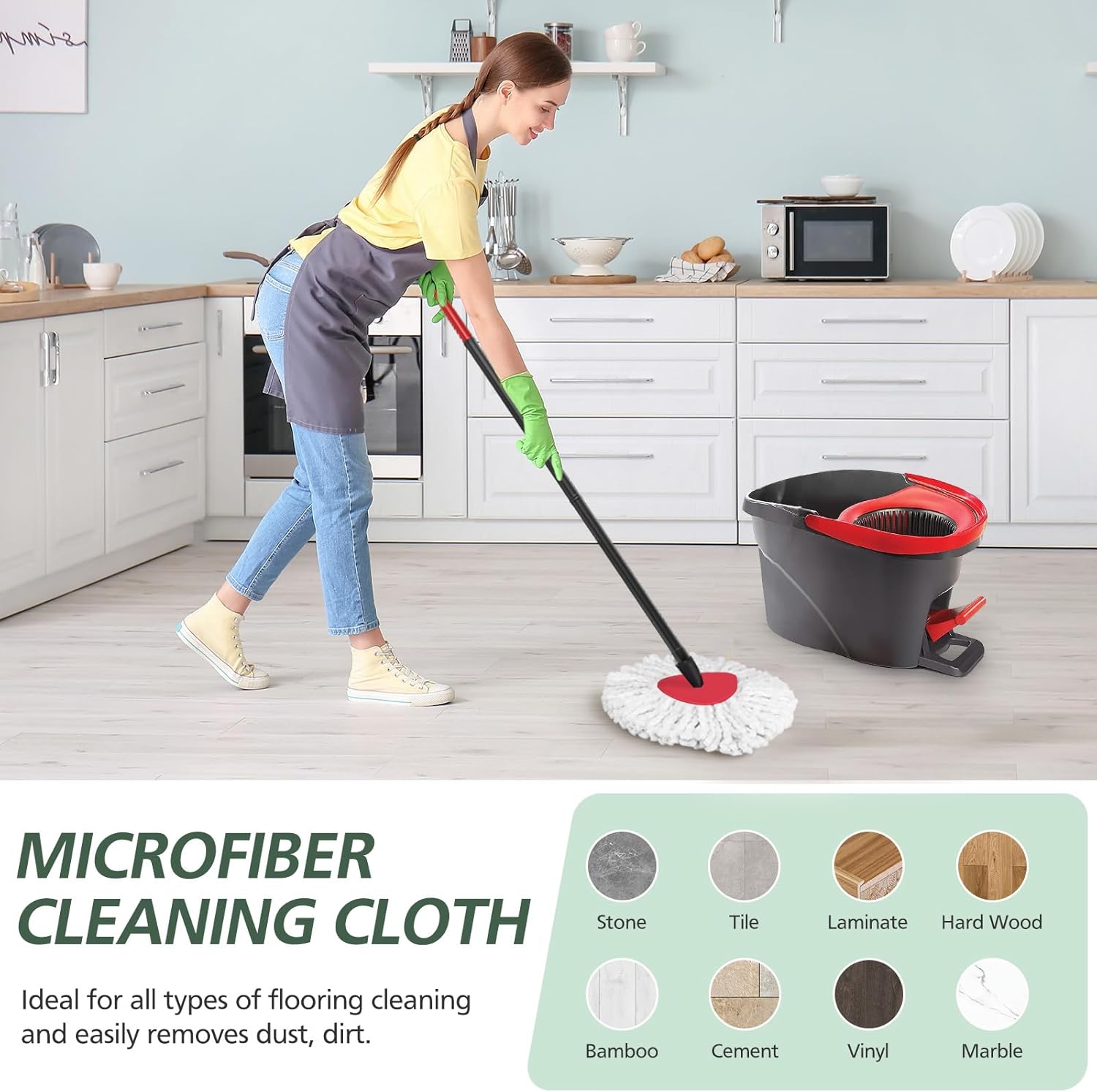 4Pack Spin Mop Replaceable Heads White - Compatible with EasyWring Spinning Mop 1-Tank