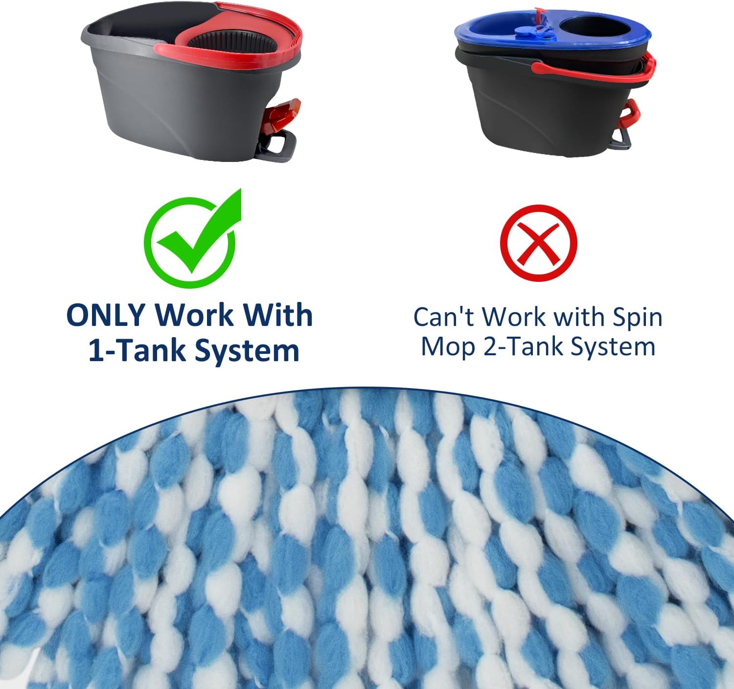 Replacement Mop Heads For Oceda EasyWring Mop - 2-Pack