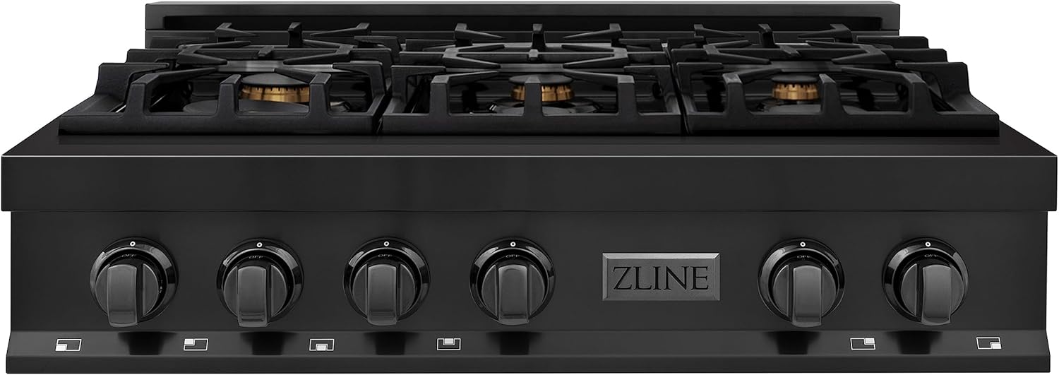 ZLINE Legacy 36-in Gas Range Italian Brass 6 Burners Black Stainless Steel