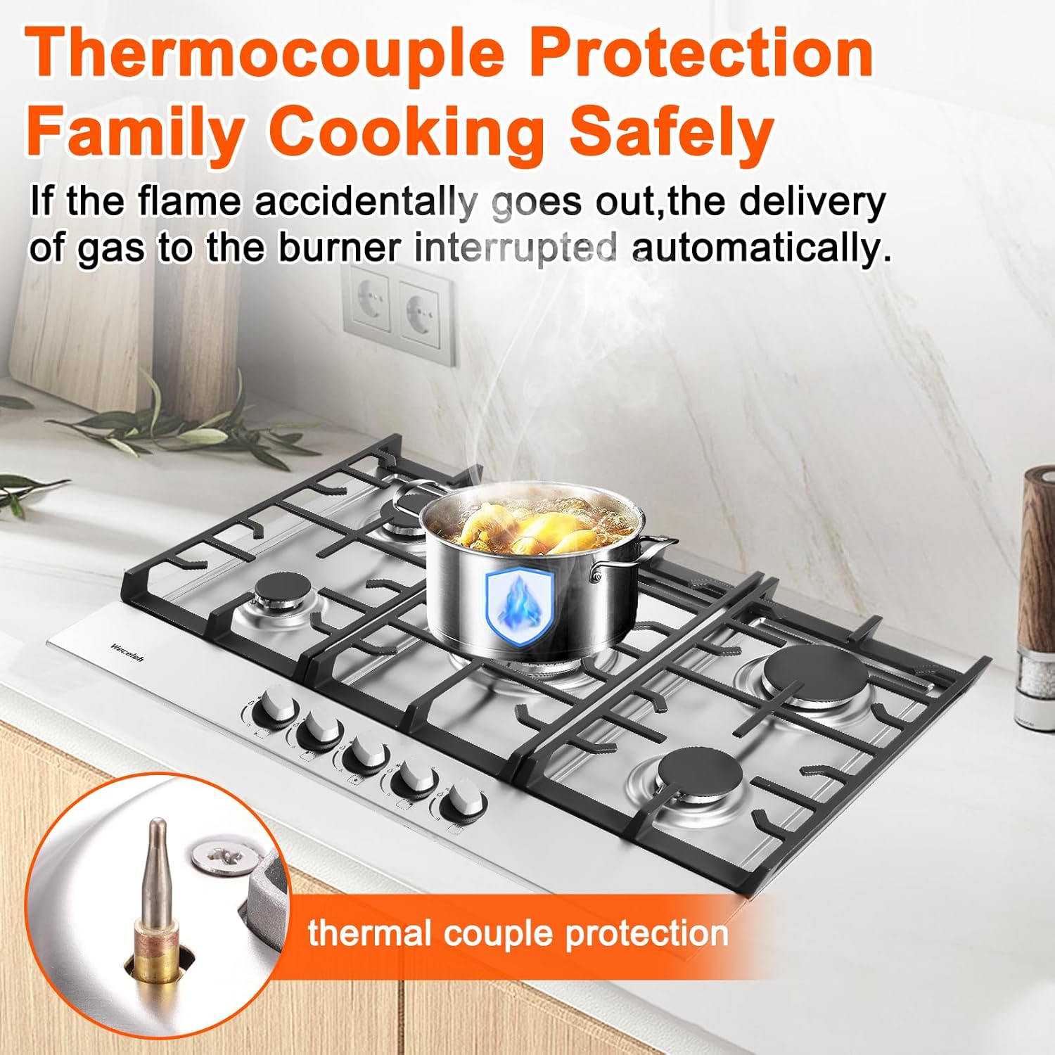30 inch built-in gas stove top for modern kitchen