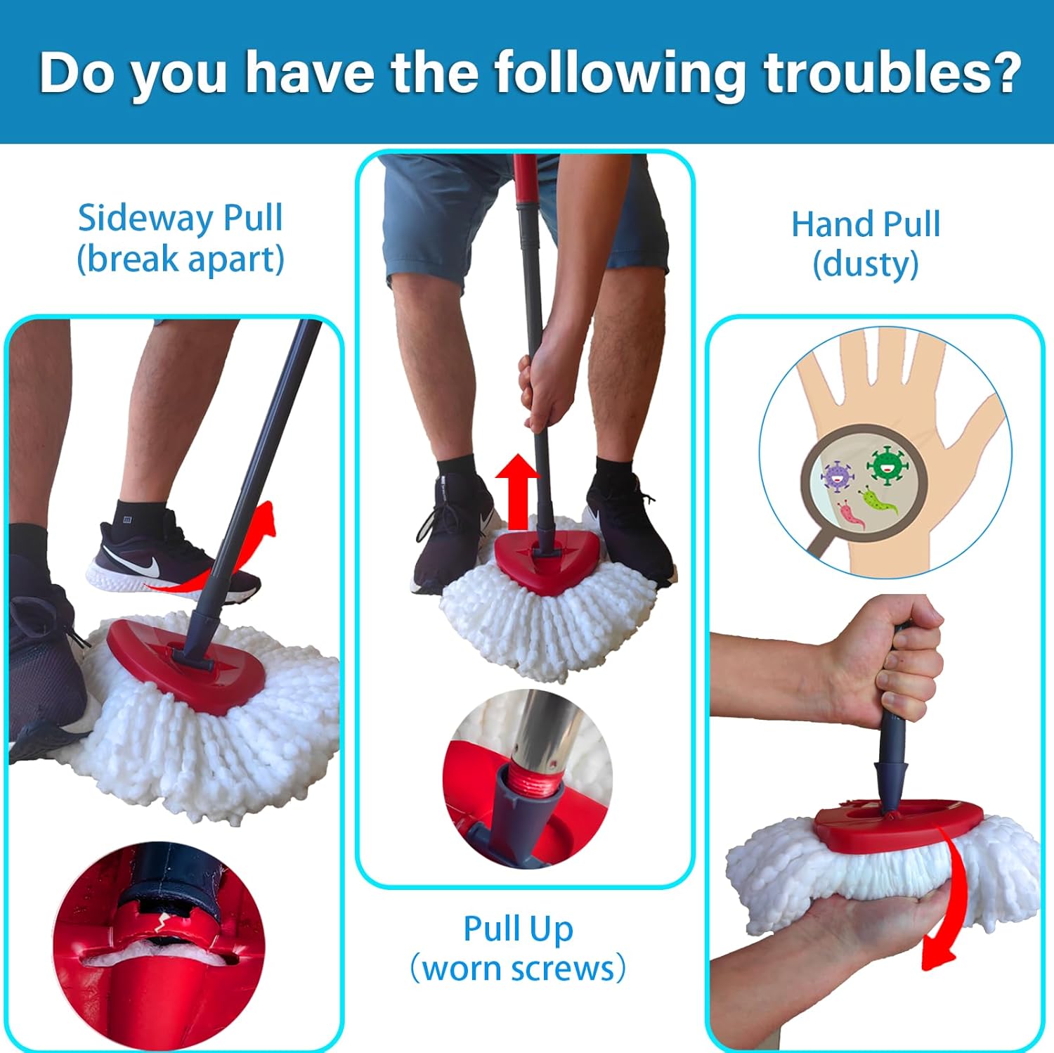 Perfect Mop Replacement Set for EasyWring 1 Tank System with Adjustable Handle