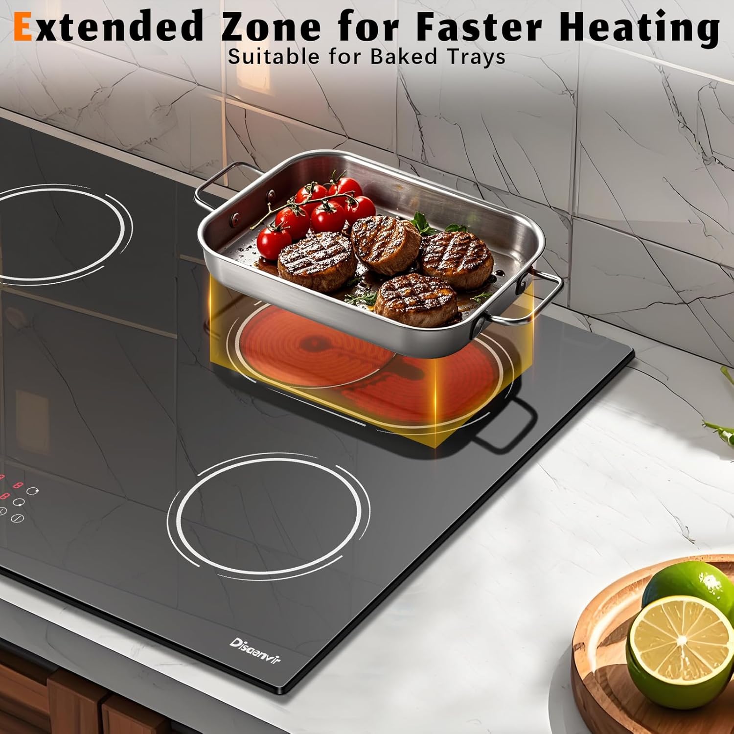 30-Inch 6400W Electric Cooktop with Timer Safety Features
