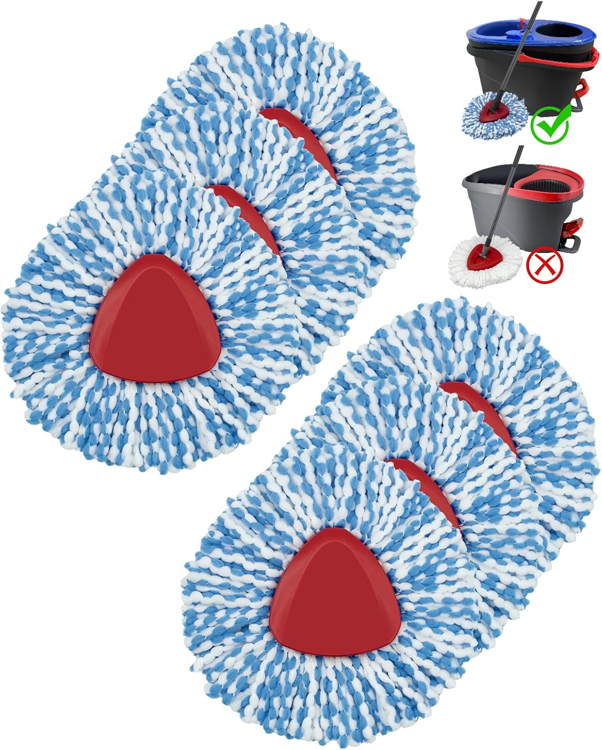 6-Pack Spin Mop Replace Heads for Oceda RinseClean 2-Tank System
