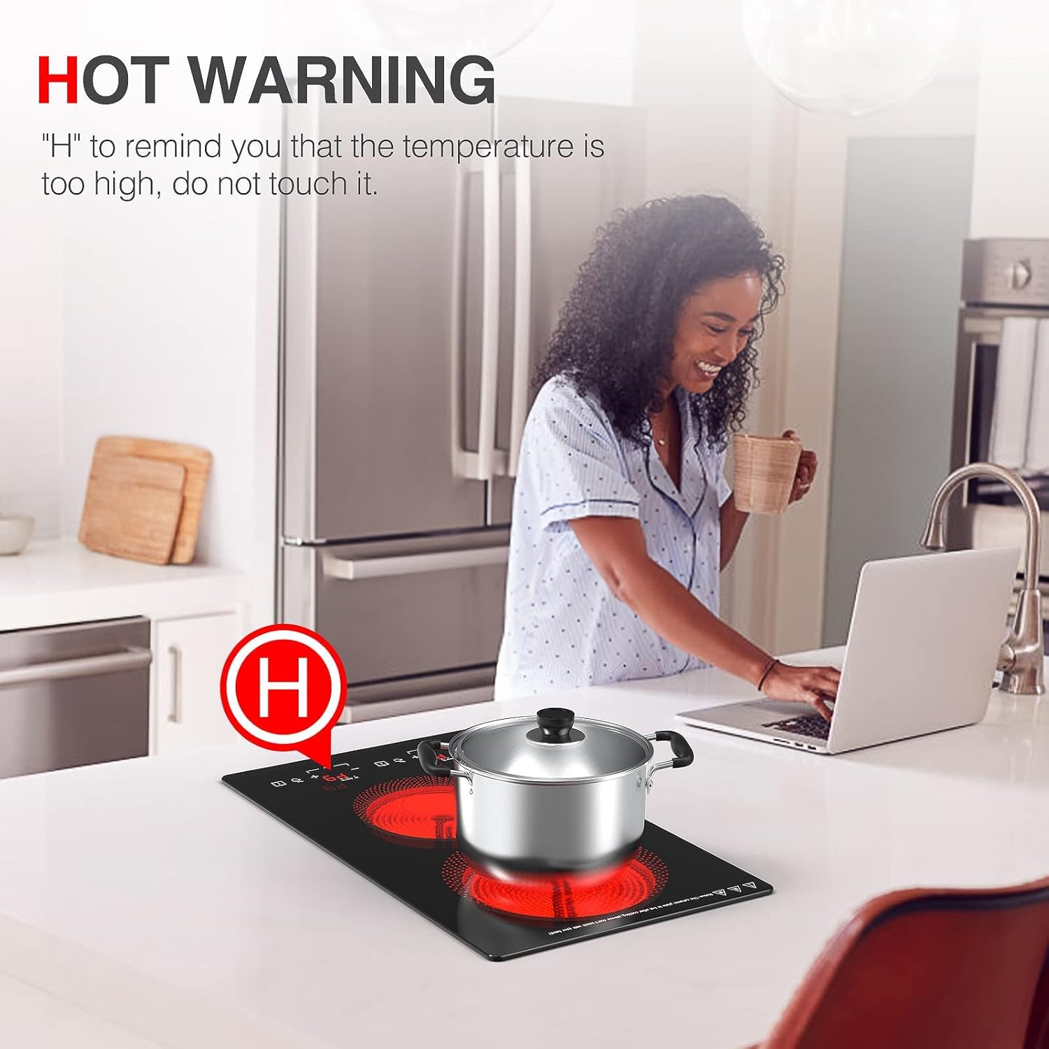 Dual 110V Electric Cooktop 2-Burner 12-inch 20 Temperature Settings