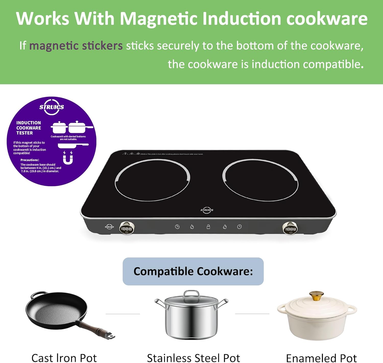 1800W Dual-Function Electric Cooktop for Camping Everyday Use