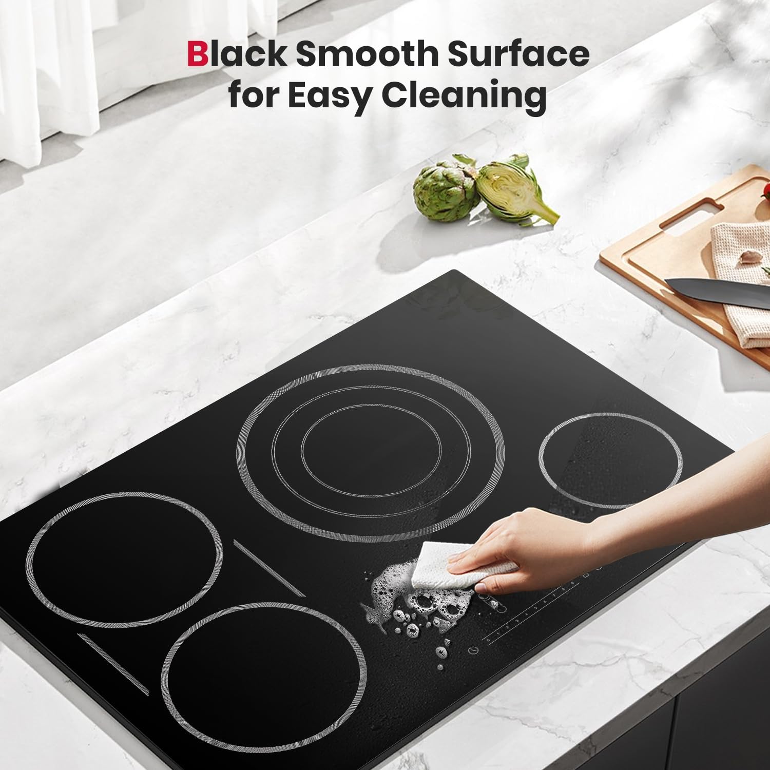 GASLAND 4-Burner Built-In Electric Cooktop With Ceramicsurface 3800W Child Safety