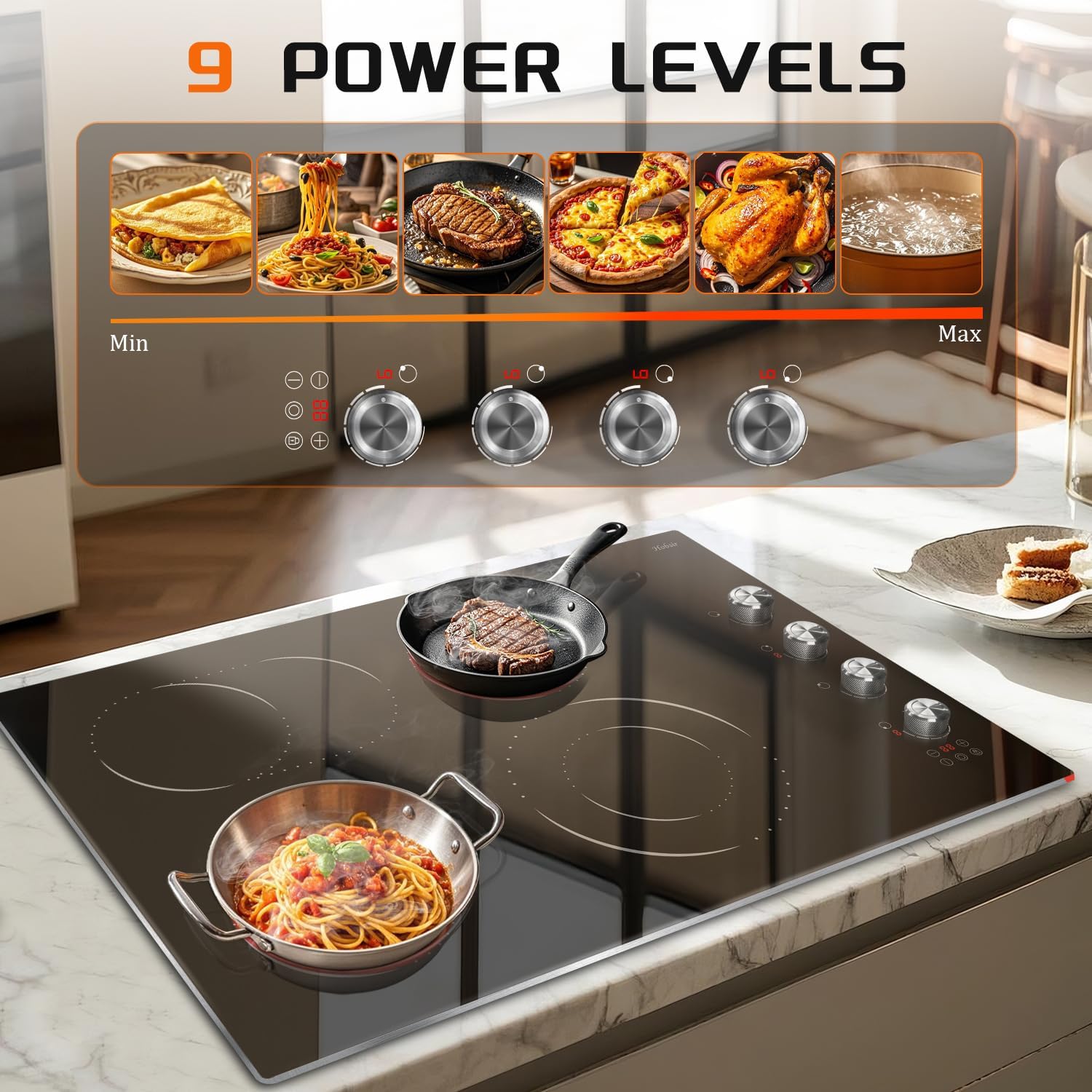 Hobsir 30-Inch Electric Cooktop with Knob Control