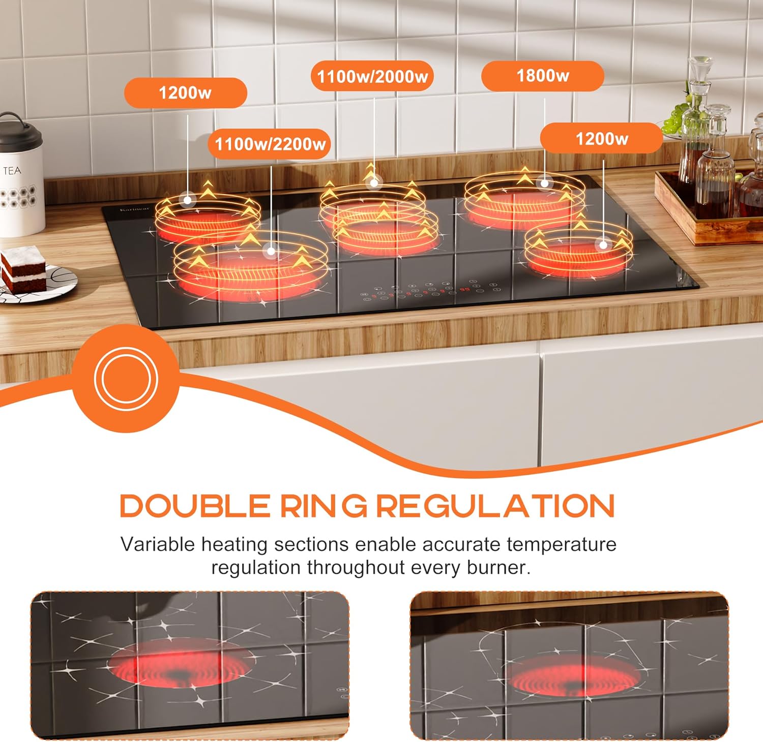 Modern 30-inch Electric Cooktop with Sensor Touch Control
