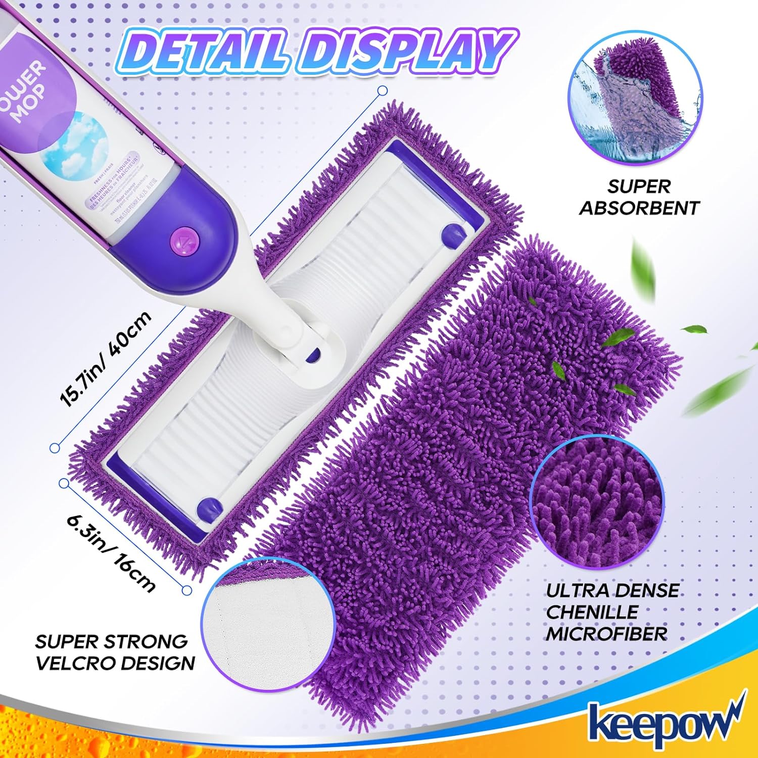 KEEPOW Reusable Power Mop Pads