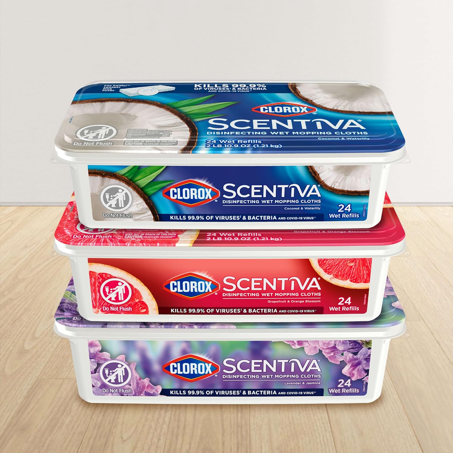 Clorox Scentiva Disinfecting Wet Mop Pad Coconut Waterlily 24 Wet Refills