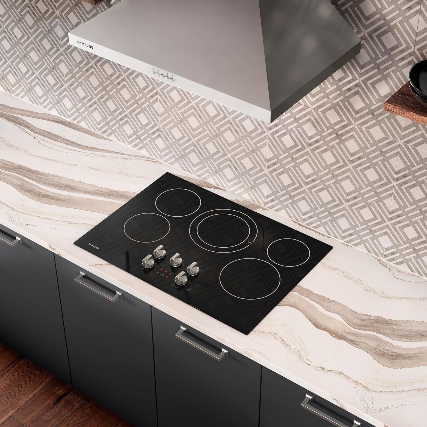 5-in-1 Samsung Built-In Electric Cooktop with Glass Surface Black
