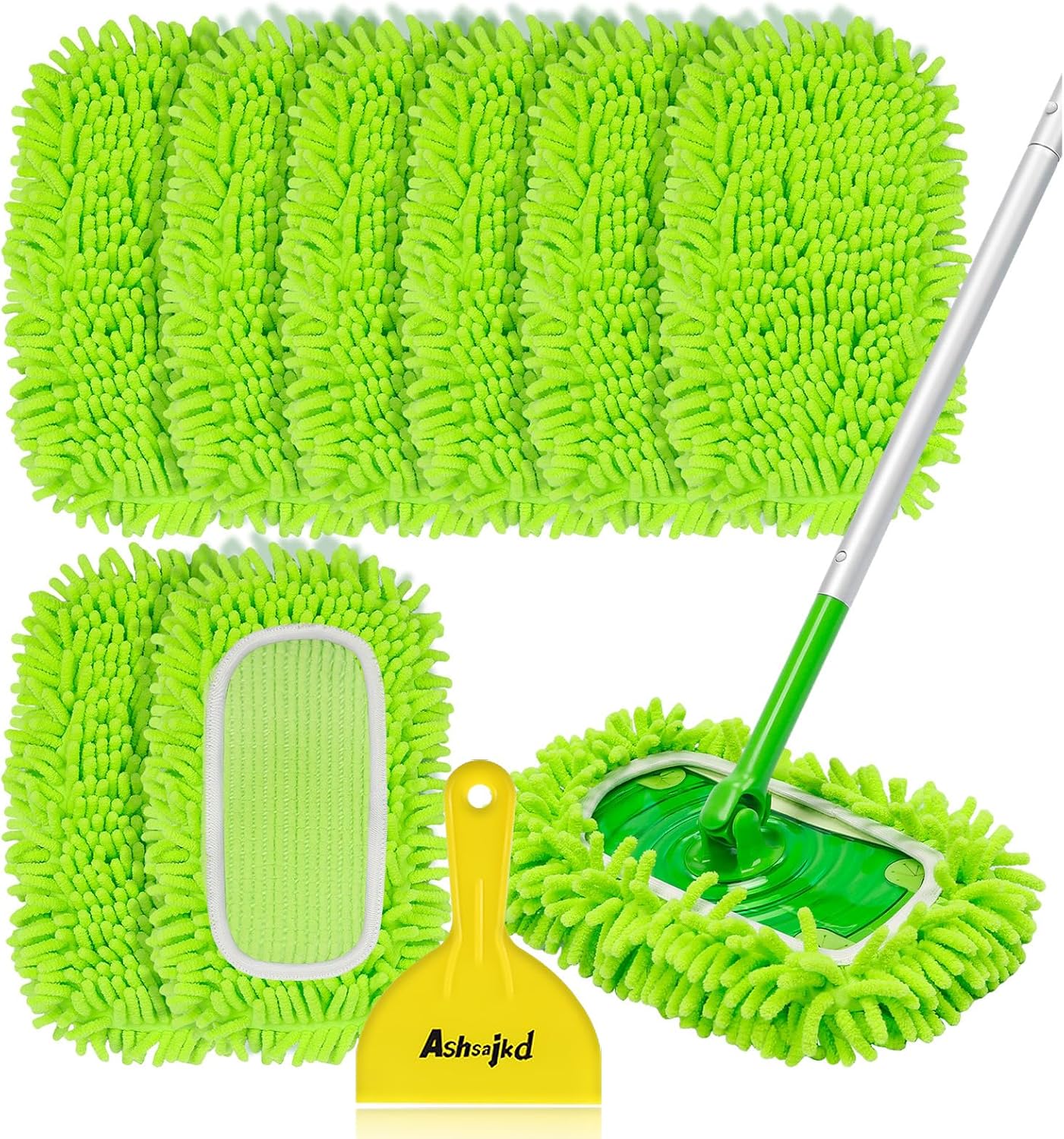 Reusable Mop Pad Refill 8-Pack Swiffer Compatible Microfiber Chenille