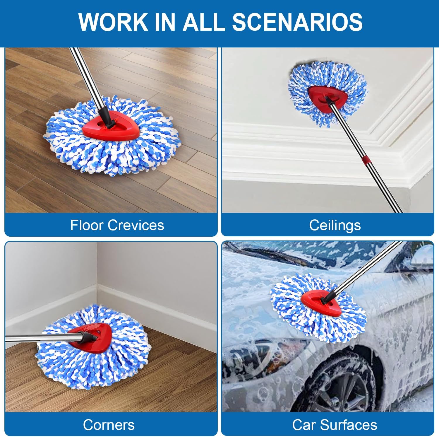 4 Pack O Cedar Mop Replacement Heads for Rinse Clean 2 System