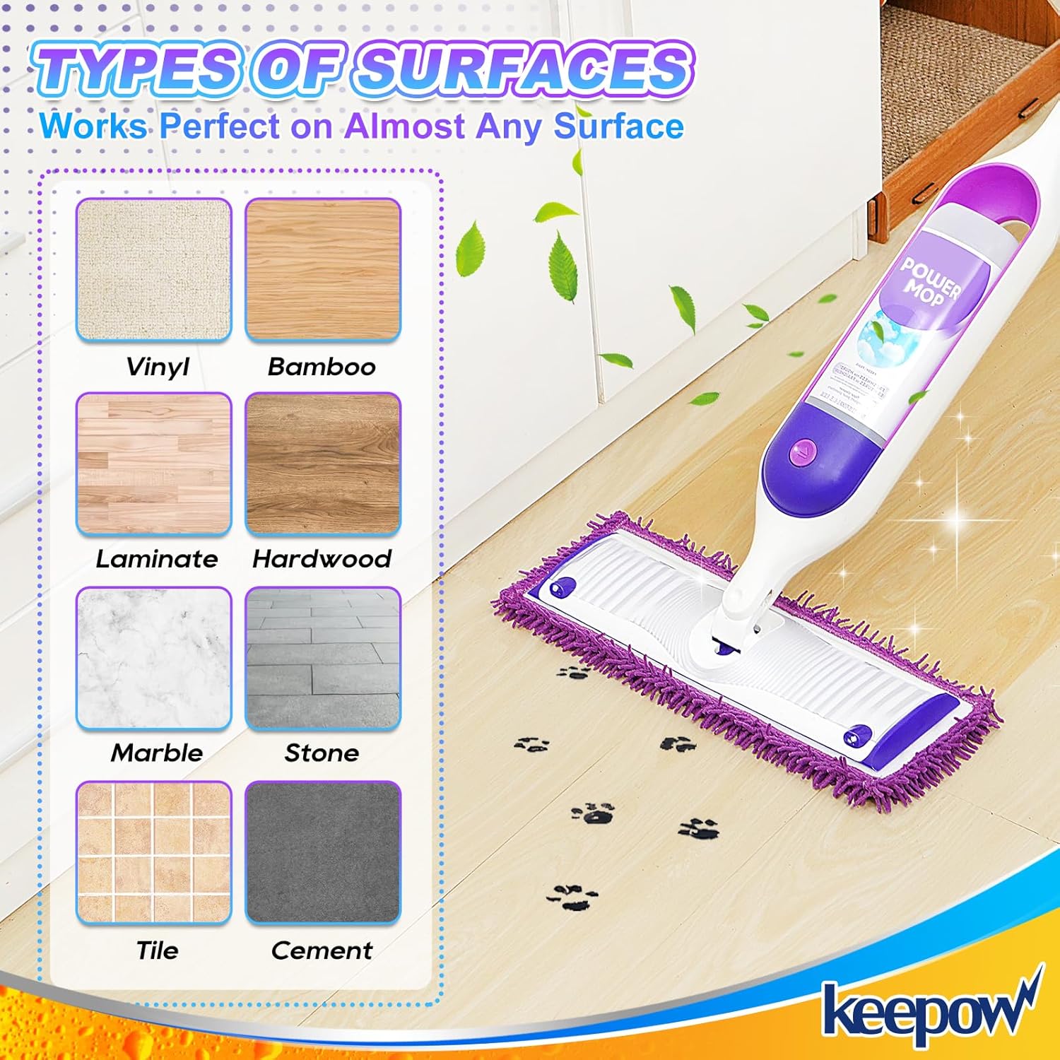 KEEPOW Reusable Power Mop Pads