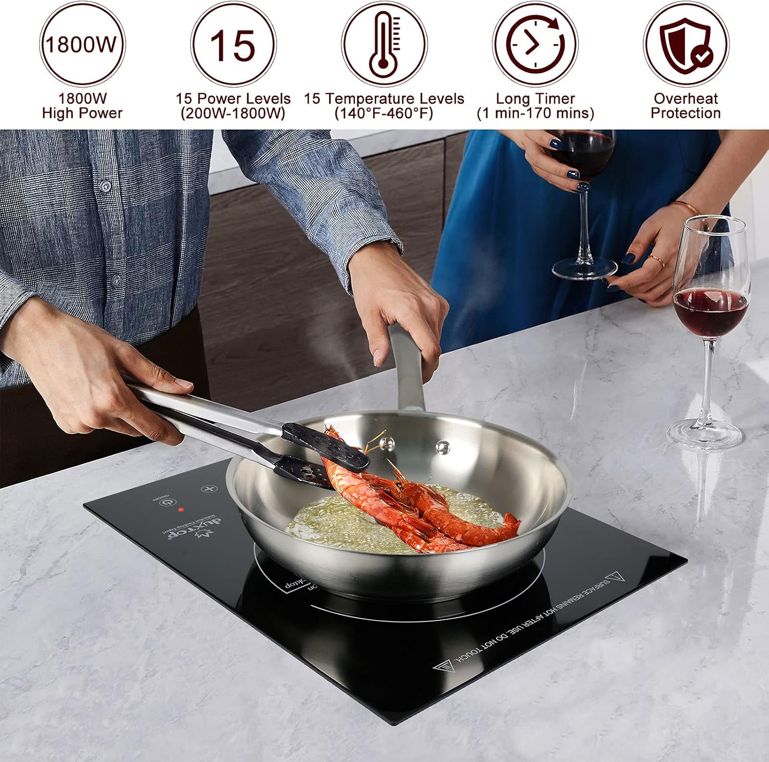 Duxtop Touch-Induction Cooktop Easy Cooking 1800W