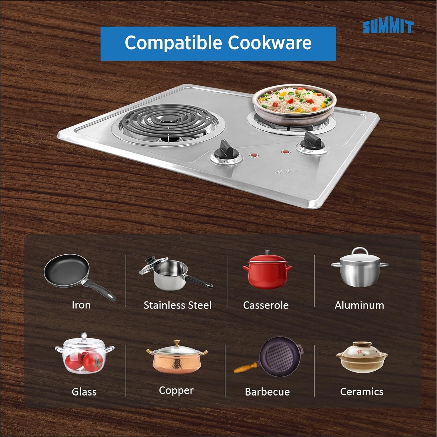 Summit 21 2-Burner Electric Cooktop