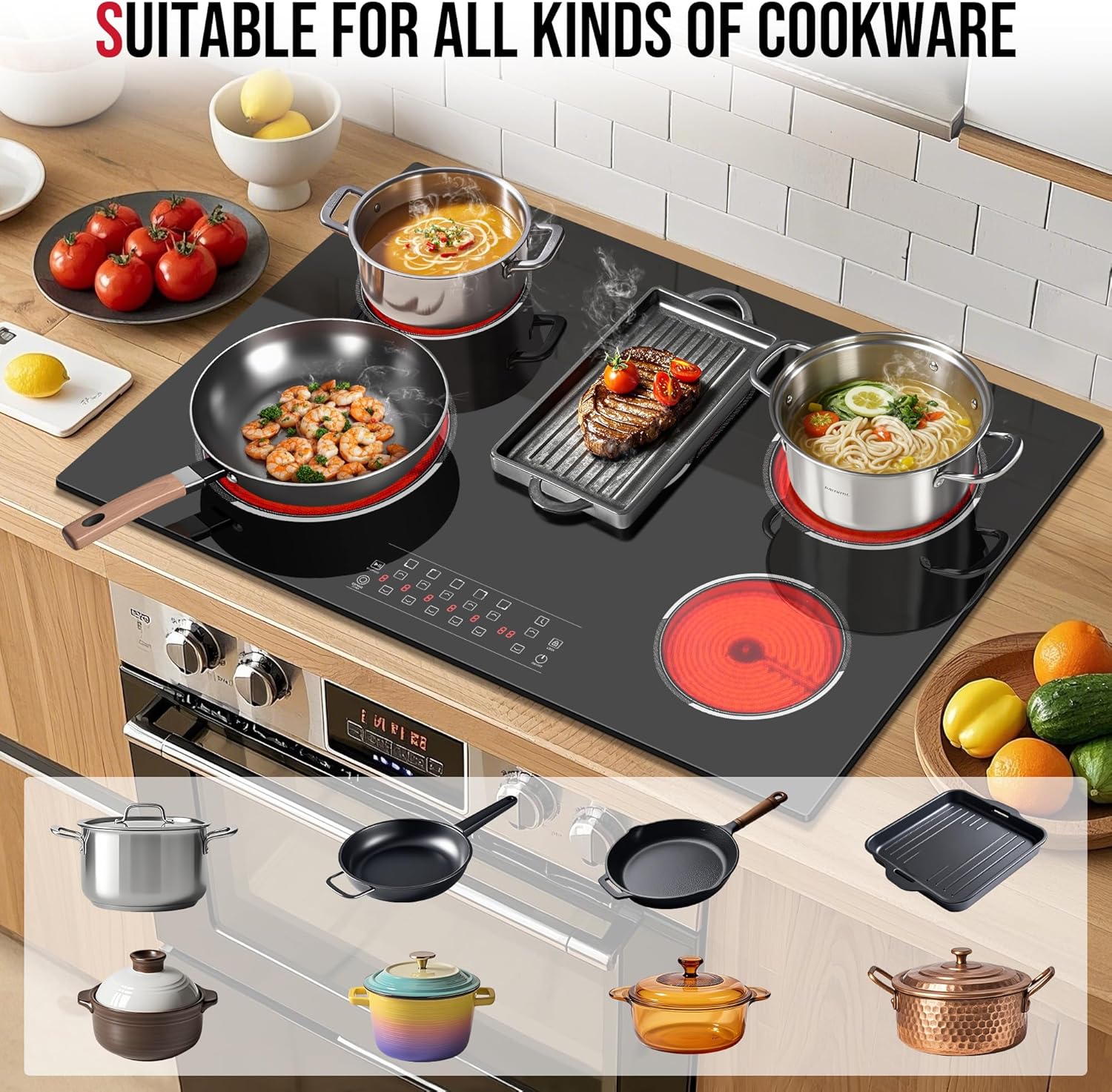 Traenvir 30 Electric Cooktop with 8400W Built-In