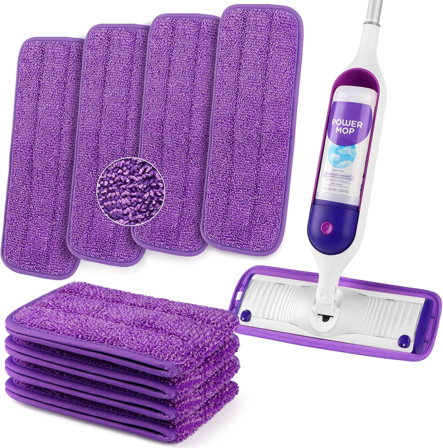 HOMEXCEL Reusable Microfiber Mop Pads for Swiffer PowerMop 8-Pack Machine Washable