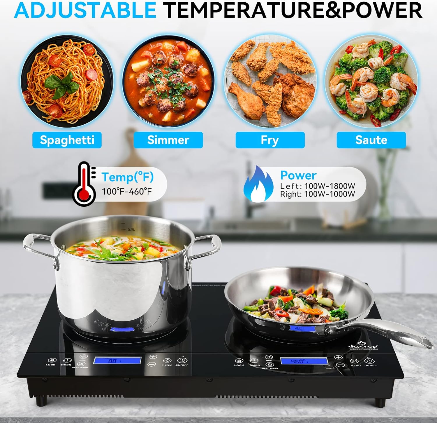 Duxtop LCD 1800W induction cooktop - portable and powerful