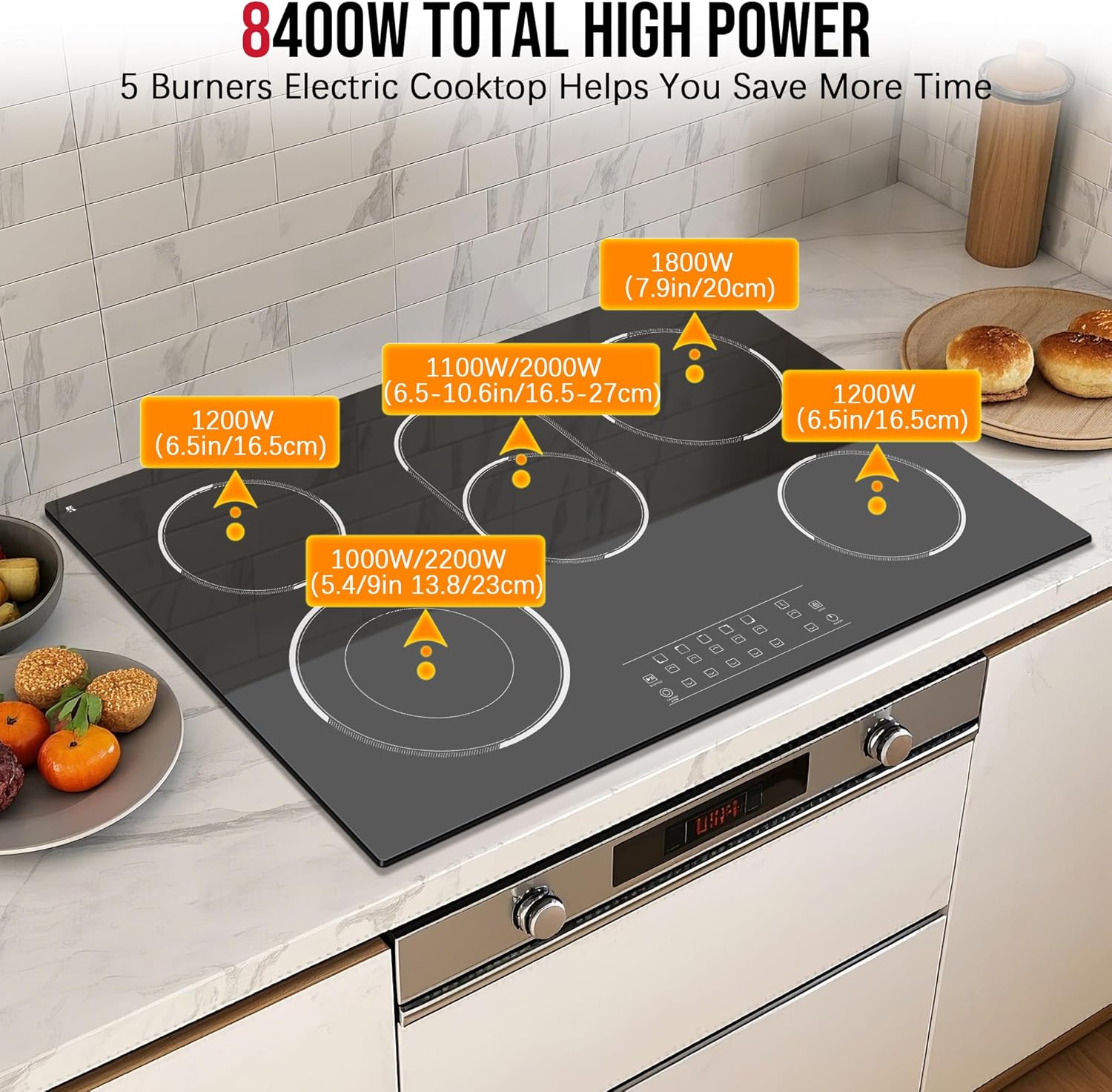 Traenvir 30 Electric Cooktop with 8400W Built-In