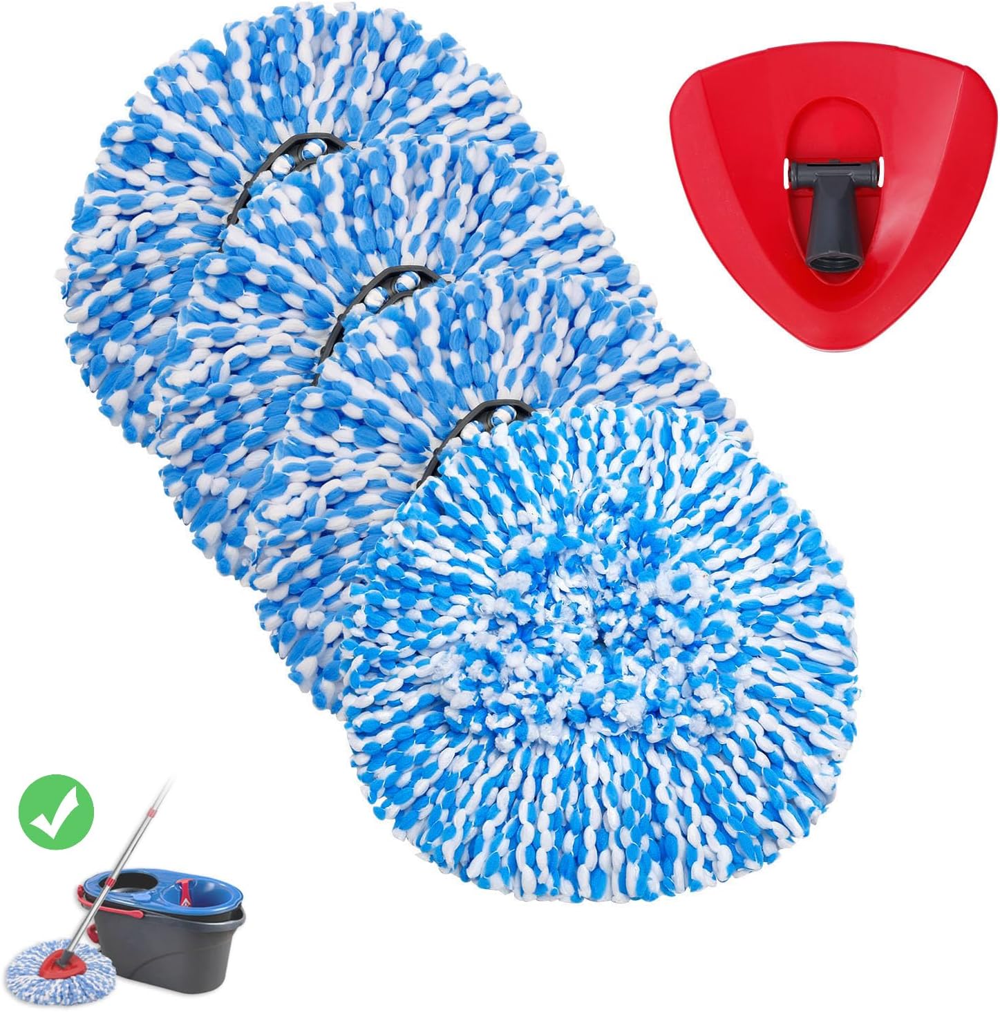 Set of 4 Replacement Spin Mop Heads for RinseClean 2-Tank System