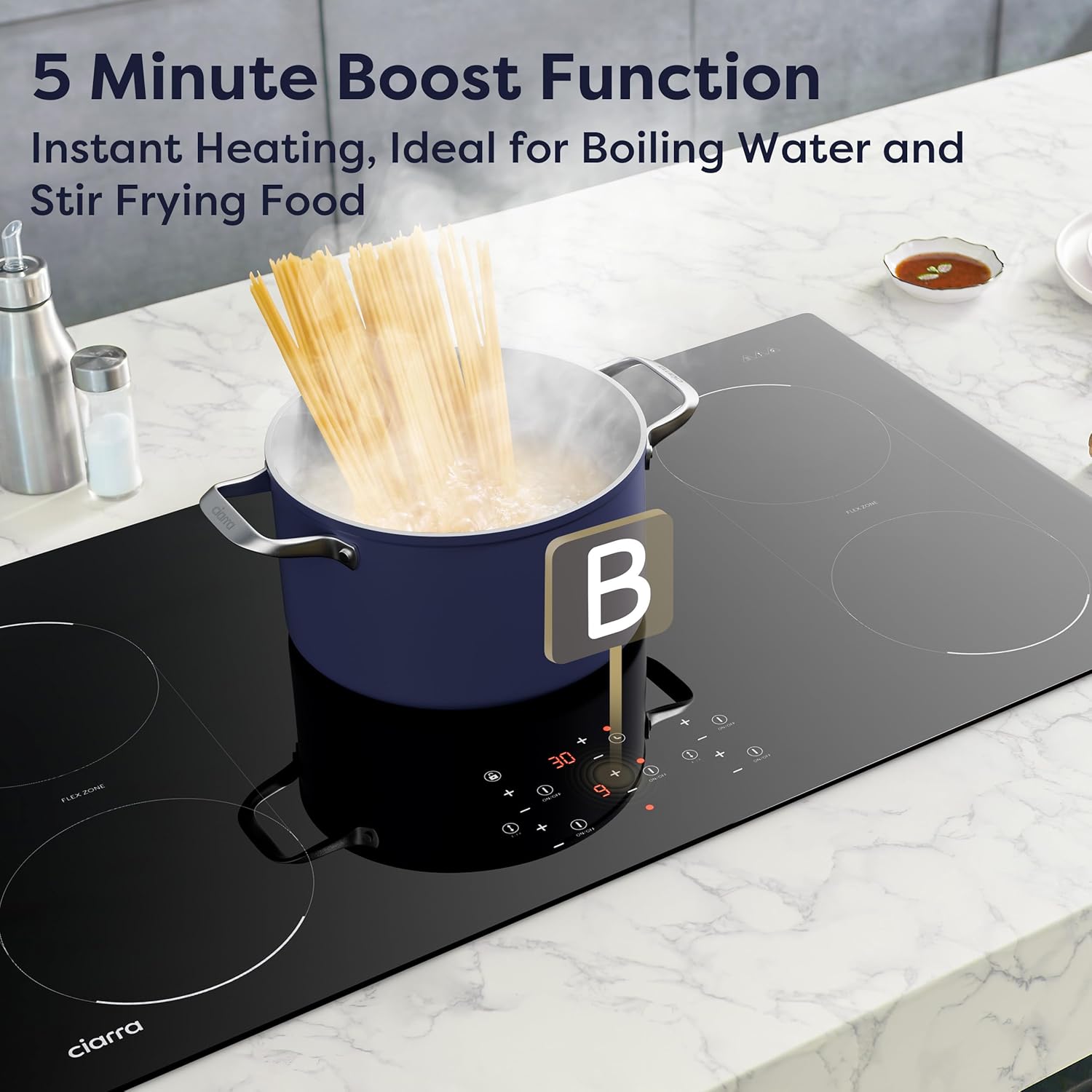 CIARRA 36-inch Induction Cooktop - Premium Build Dual Flexibility Power and Safety