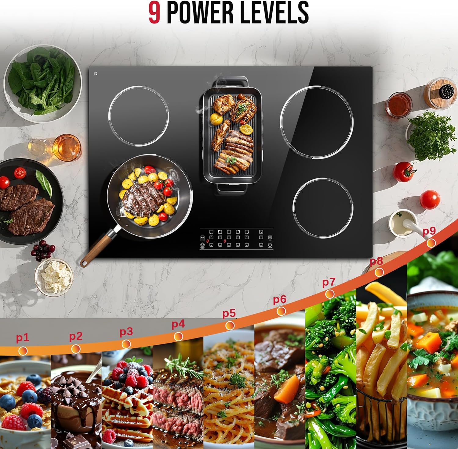 Traenvir 30 Electric Cooktop with 8400W Built-In