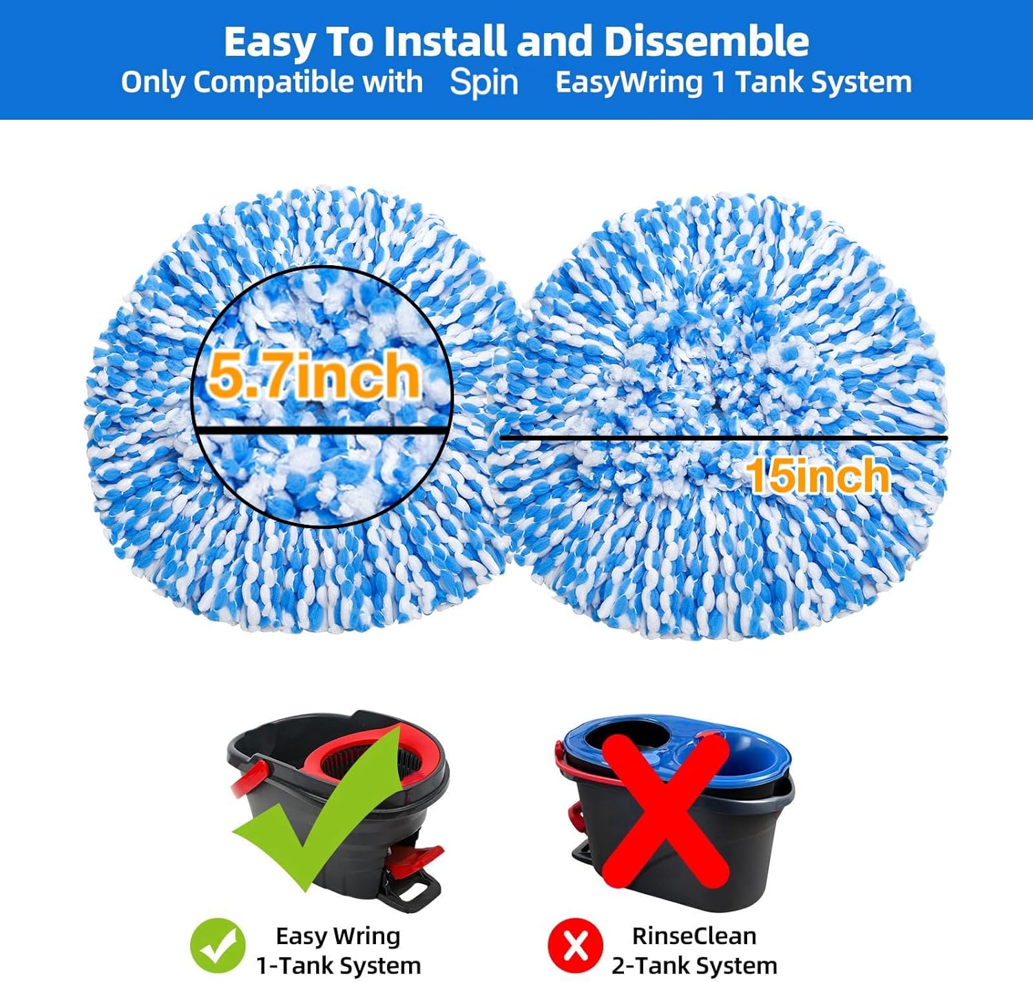Durable Spin Mop Heads for EasyWring System