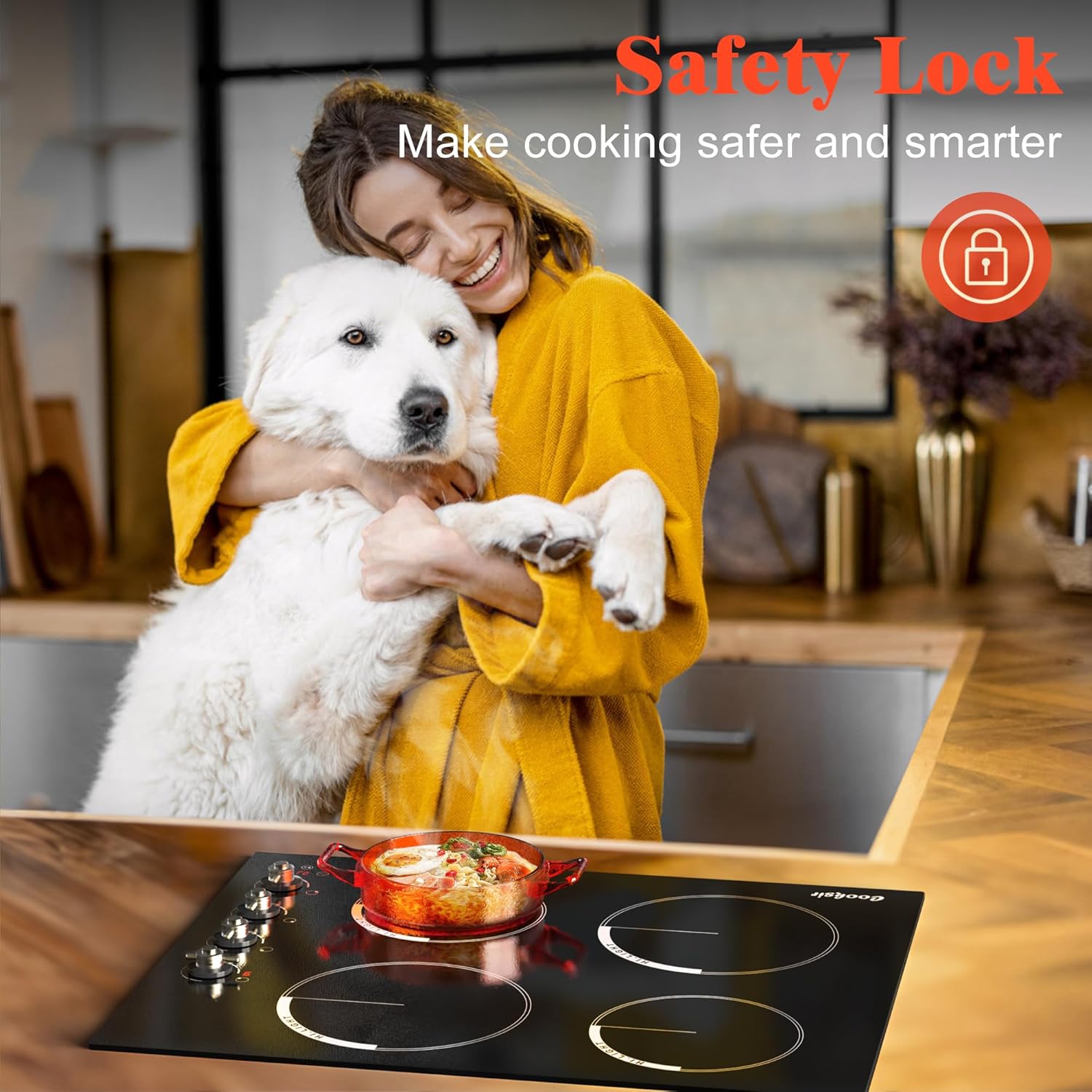 Safety-Enhanced 24-inch Electric Cooktop for 6000W Cooking
