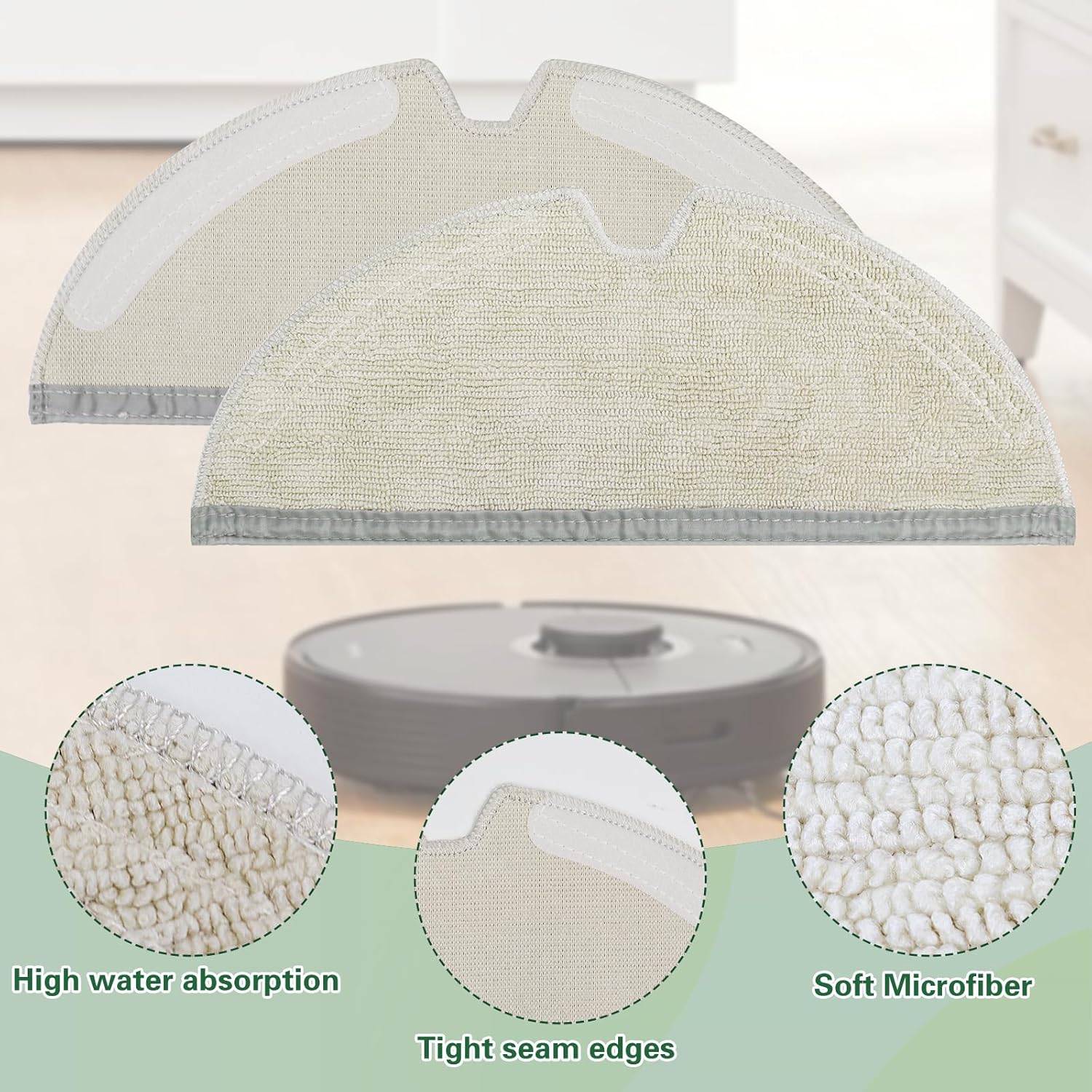 VIEWALL 6-Piece Reusable Microfiber Mop Cloth Set