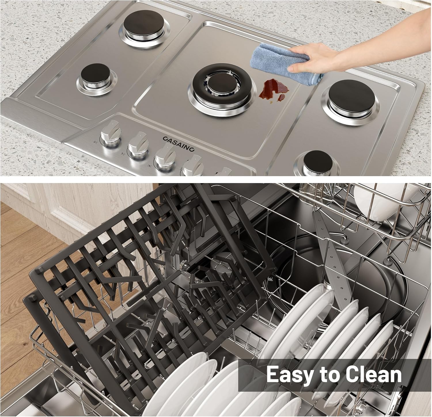 36-Inch Gas Cooktop with 5 Power Burners - High Efficiency and CSA Certified
