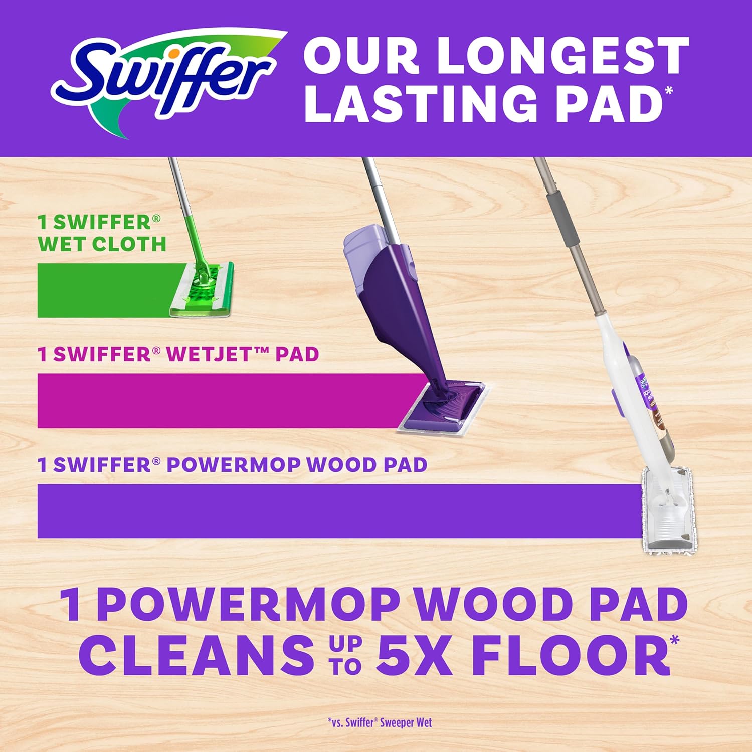 Swiffer PowerMop Wood Mopping Pad Refills 11 Count Effortless Floor Cleaning